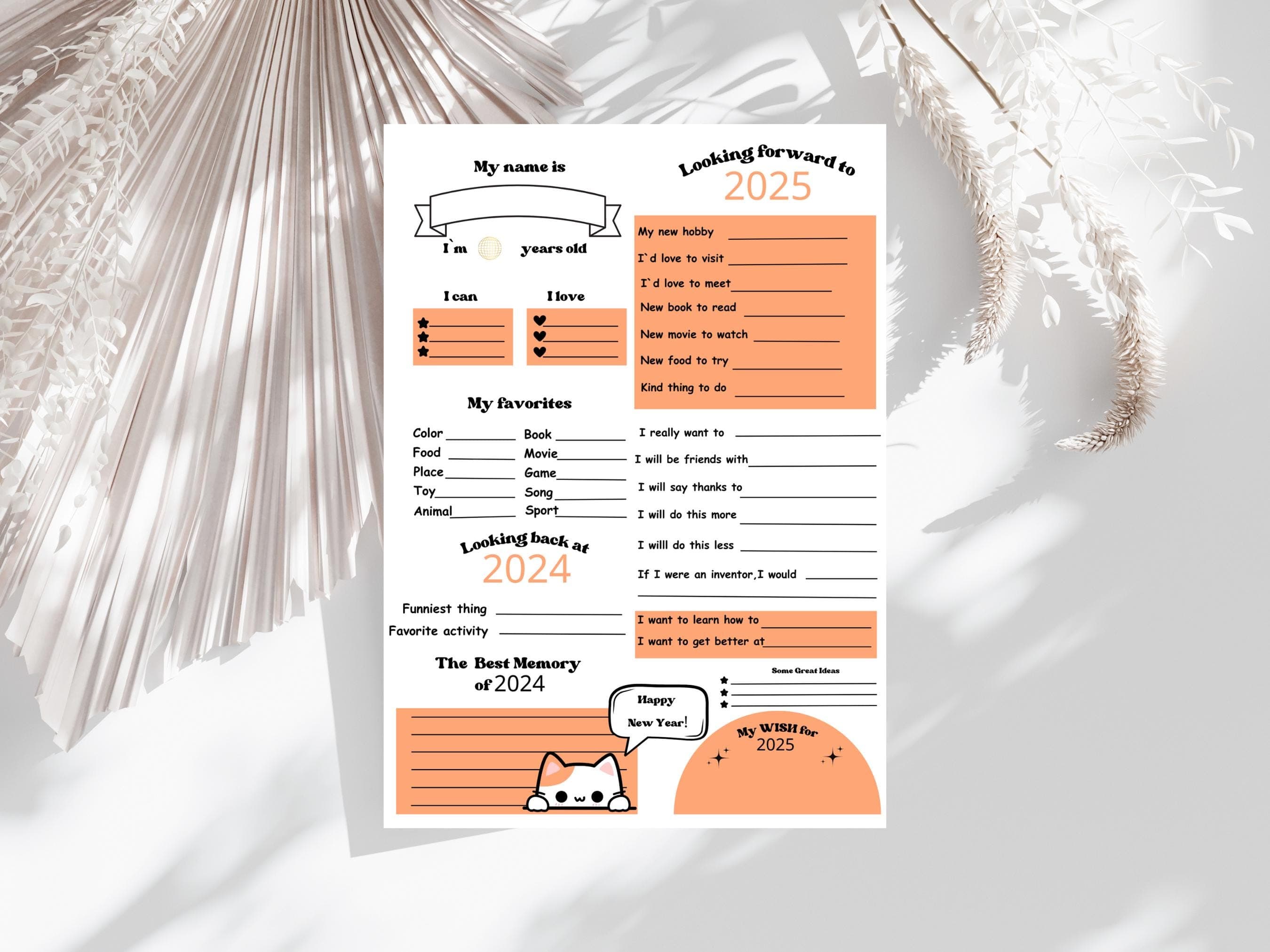 Kids New Year Resolution, New Year Goals for Kids, Printable Resolution Sheet, 2025 Kids Activities, New Year Reflection for Kids, Family New Year Goals, Goal-Setting Worksheet for Kids, Fun New Year Printable, Child Goal Tracker, New Year Activities