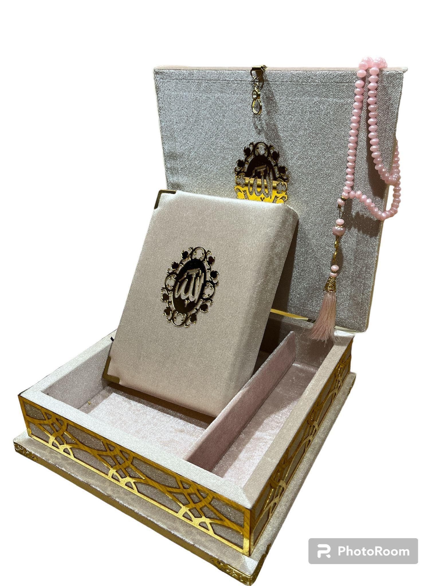 Velvet Eid Gift Box Full Quran, Tasbeeh, Pakistani/Indian Script, Made in Turkey