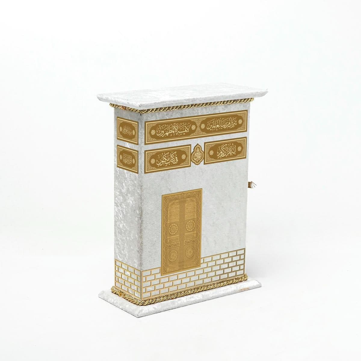 Velvet Kaba Shape Box with Quran, Handle Decoration, Eid Gift