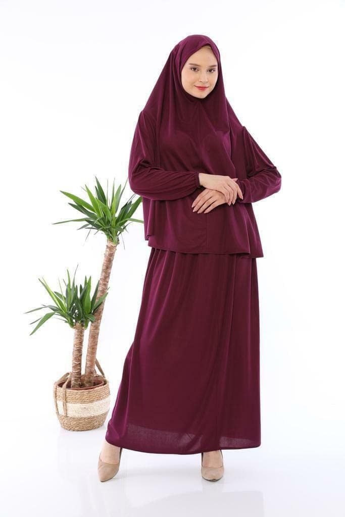 2pc Yusra Muslim Women Adults Prayer Dress with sleeves Cover Body - image 3