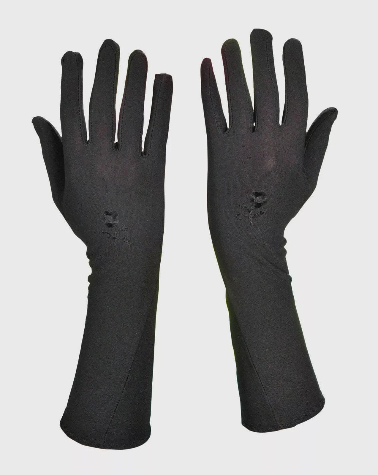 Long Full Finger Gloves Hand Cover Ladies Colour: Beige & Black Evening Opera