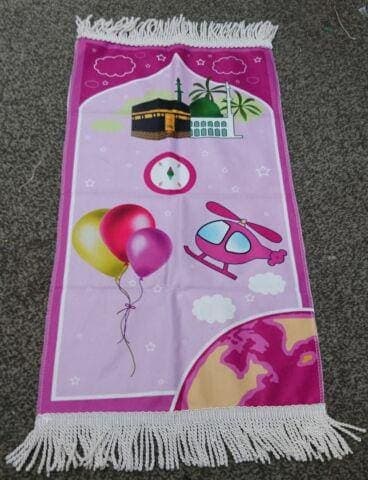 Quality children kids thin prayer mat rug janamaz Salat Islamic printed colors Turkish - image 4