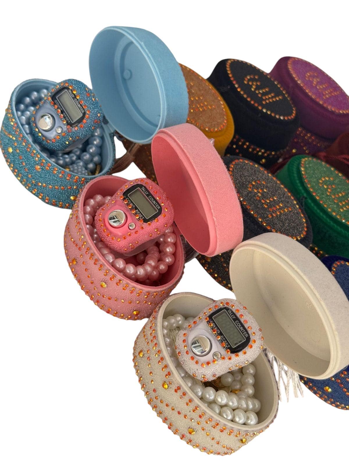 2x Fancy Tasbeeh & Finger masbaha in beaded velvet Gift  Boxes, wedding engagement