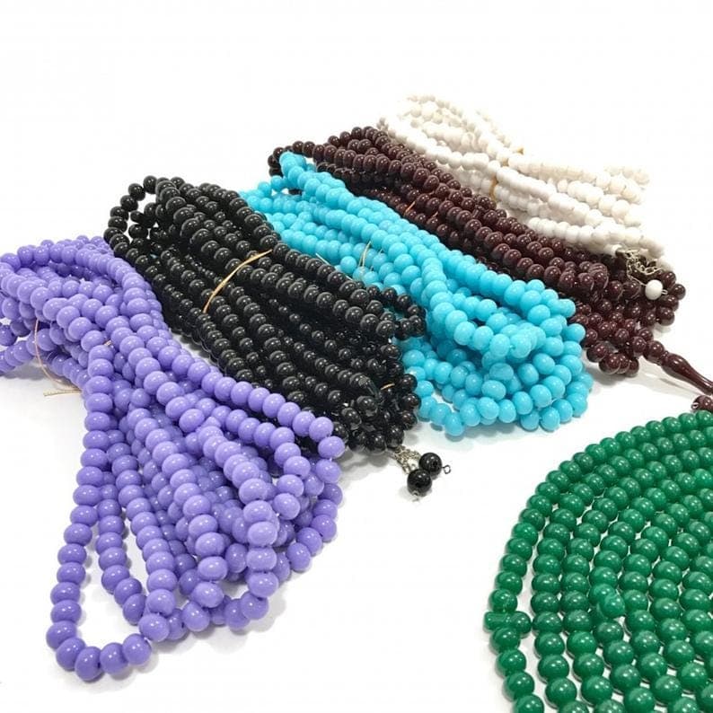 Set of 2 Metallic Plastic Tasbeeh Prayer Beads - Islamic Gift