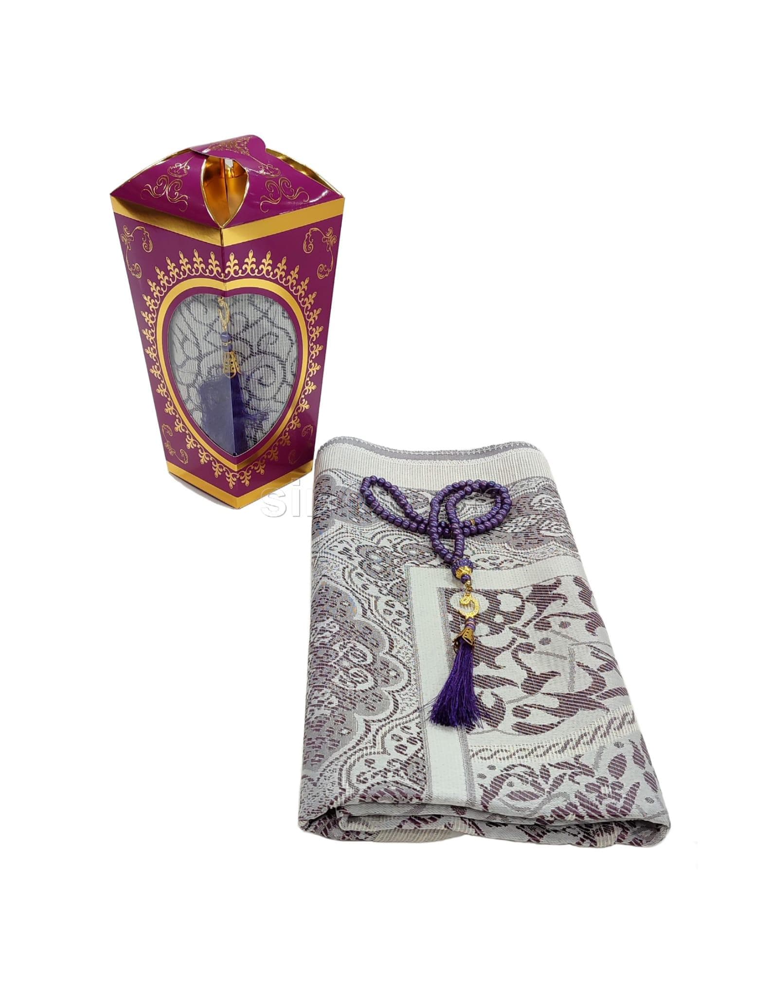 Ideal Gift Box with Prayer Mat, rug, Janamaz, and Tasbeeh, nice colours