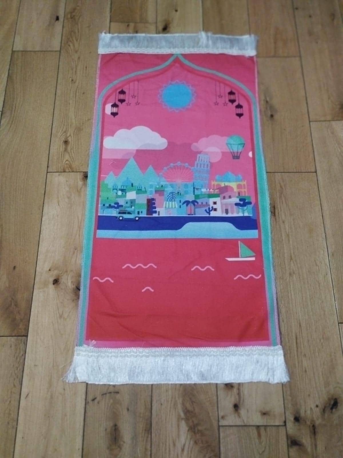 Quality children kids thin prayer mat rug janamaz Salat Islamic printed colors Turkish - image 5