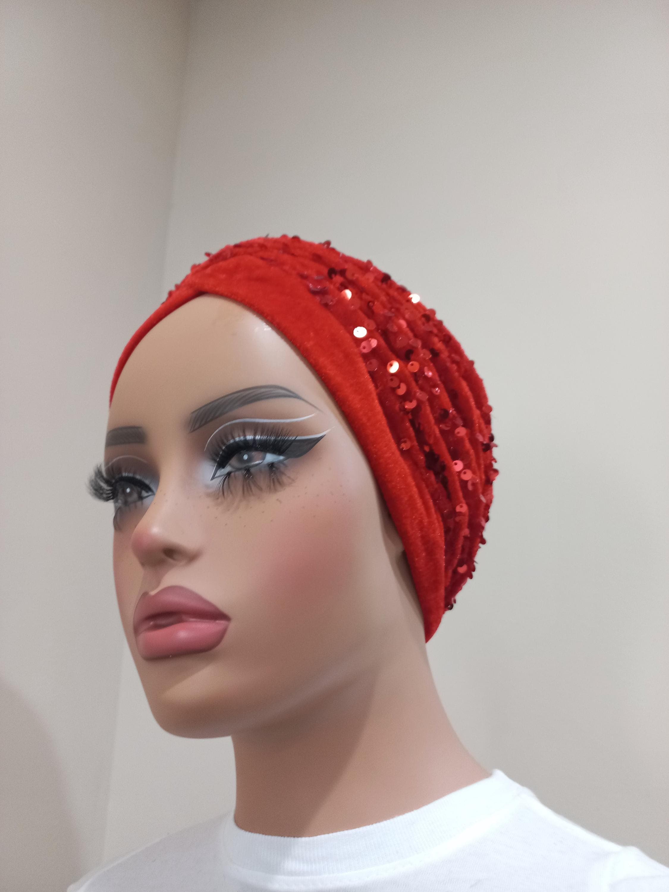 Stretchy Sequin Turban Head Wrap: Stylish Chemo Headwear, Modest Fashion Cap, Mother's Day gift. - image 5