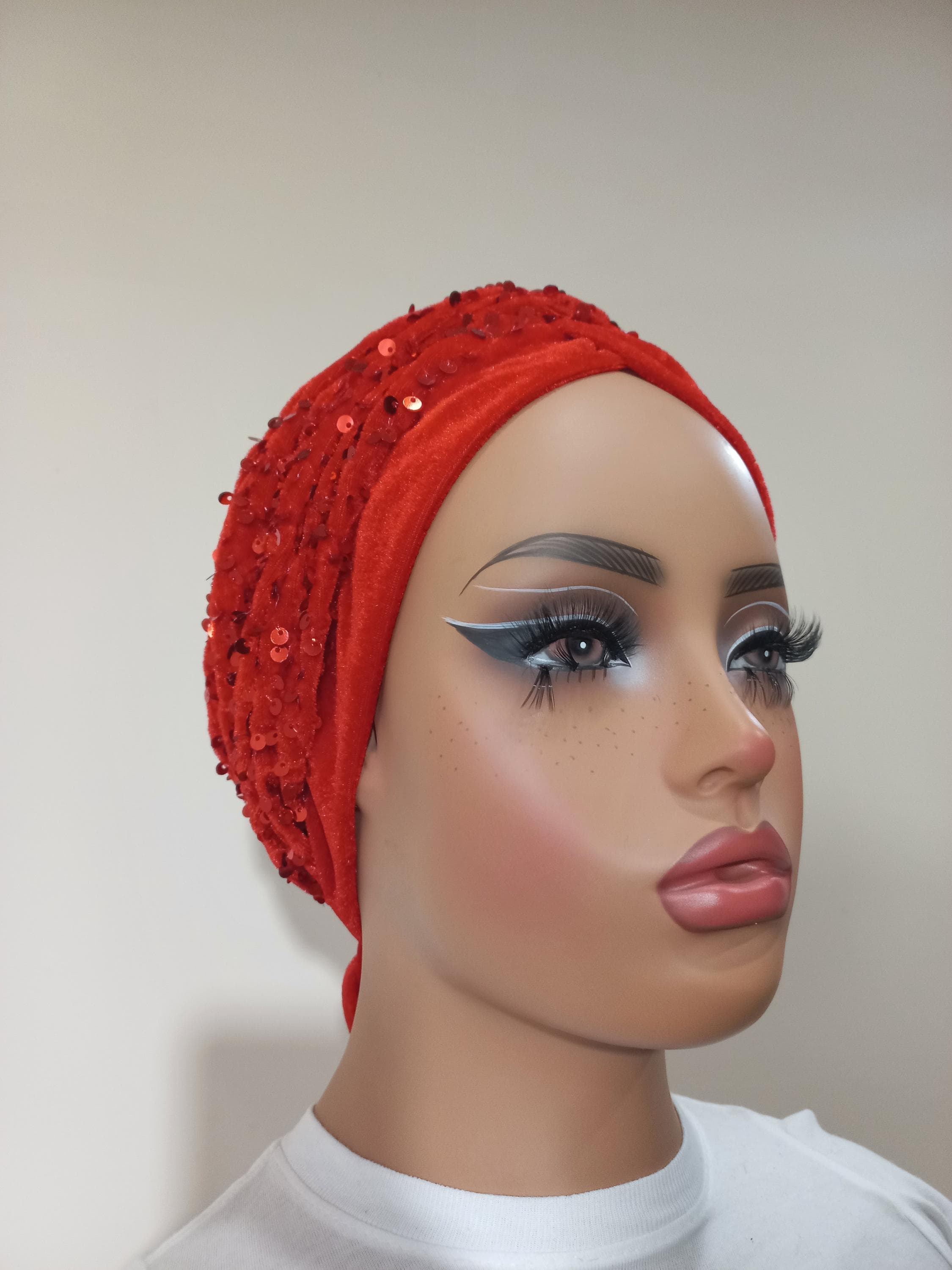 Stretchy Sequin Turban Head Wrap: Stylish Chemo Headwear, Modest Fashion Cap, Mother's Day gift. - image 3