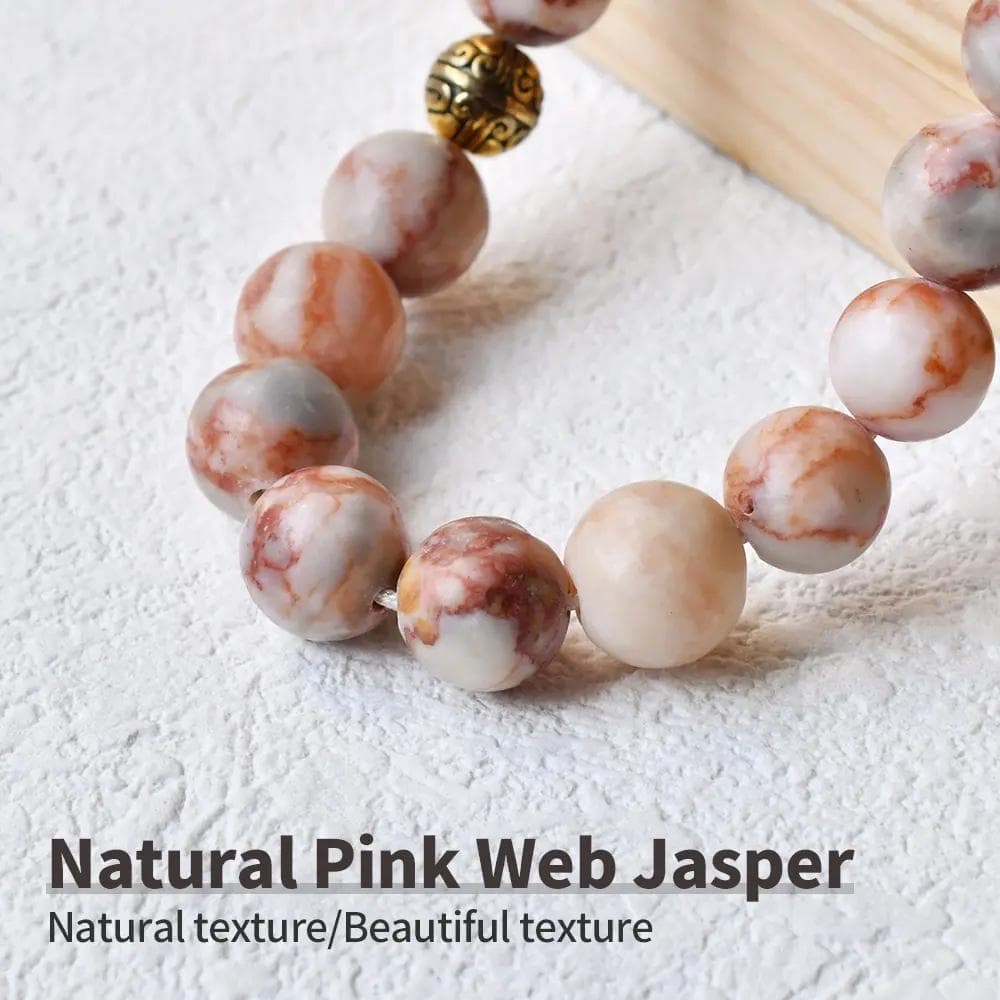 The Explorer’s Misbaha: Natural Pink Web Jasper - 33 Beads, 10mm - Islamic Tasbih - Gift Luxury Packaging, Authentic Gemstone Tasbeeh Bead - image 3