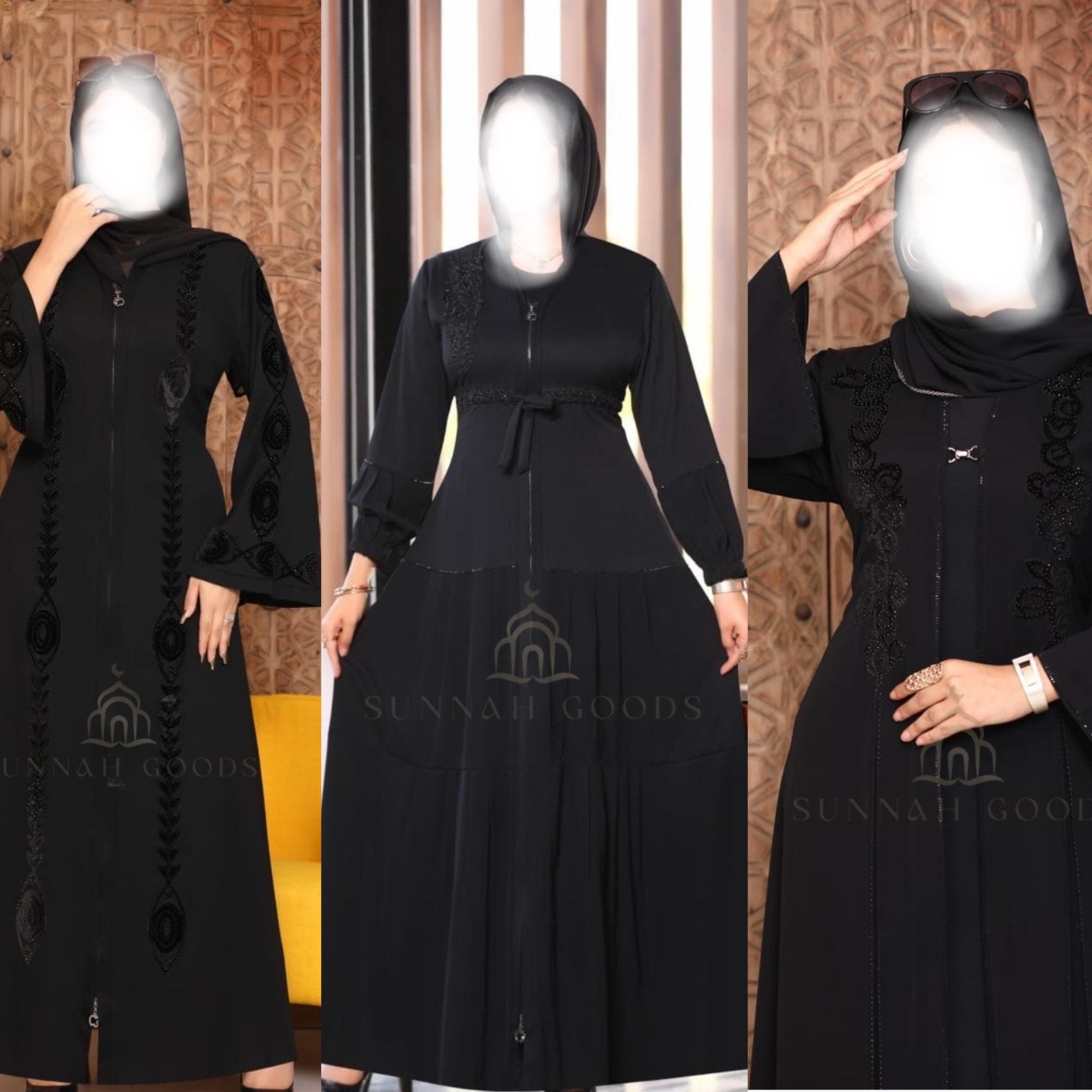 Luxury Black Abaya Collection – With Free Chiffon Hijab