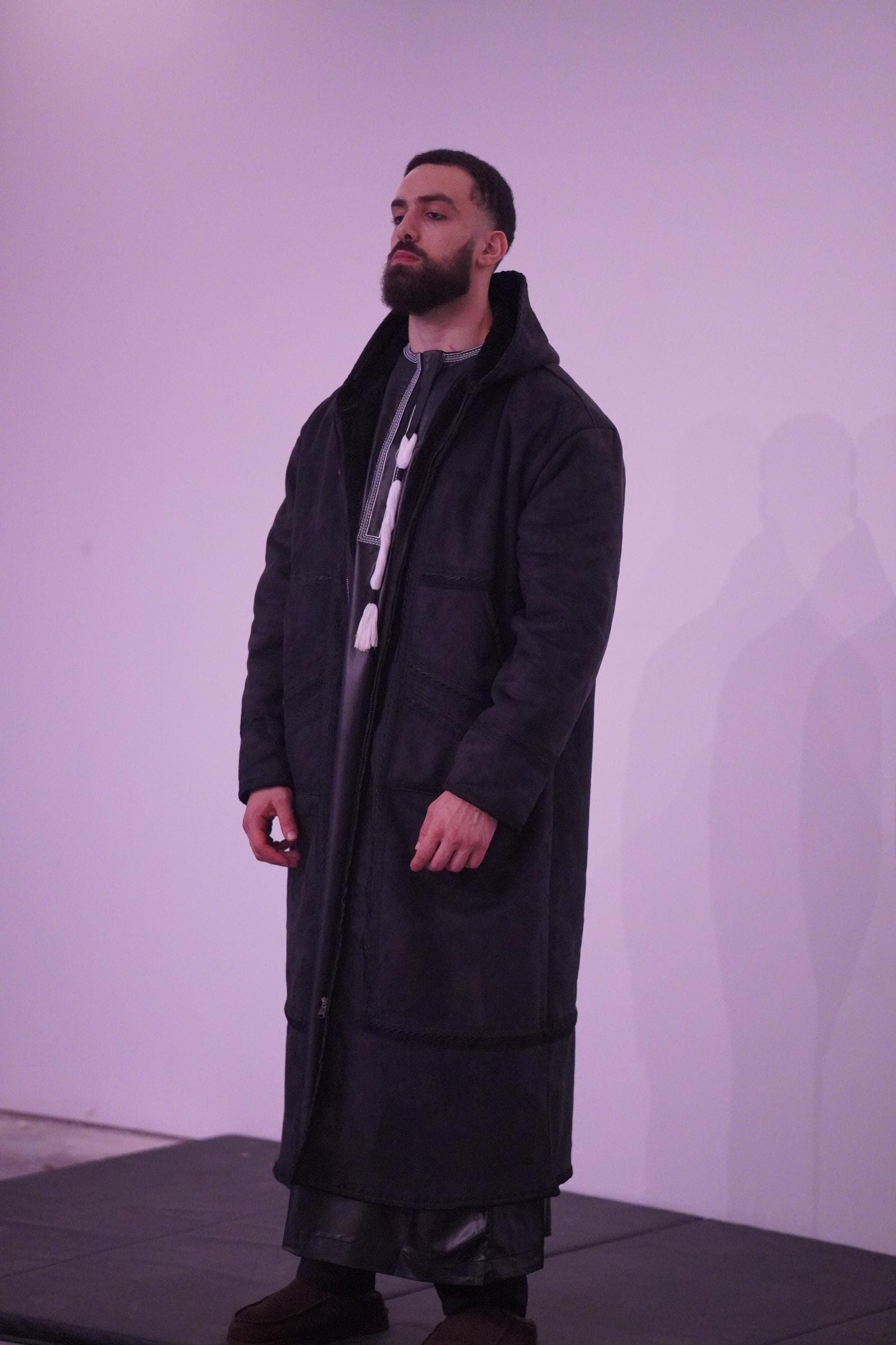 Luxury Moroccan Farwa Coat – Wool & Cotton | Full Zip | Unisex