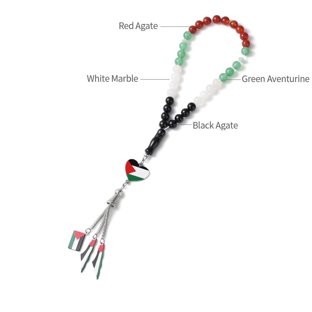 Free Palestine - 33 Beads, 8mm - Islamic Tasbih - Gift Luxury Packaging, Authentic Gemstone Tasbeeh Bead, High Quality Islamic Gift - image 4
