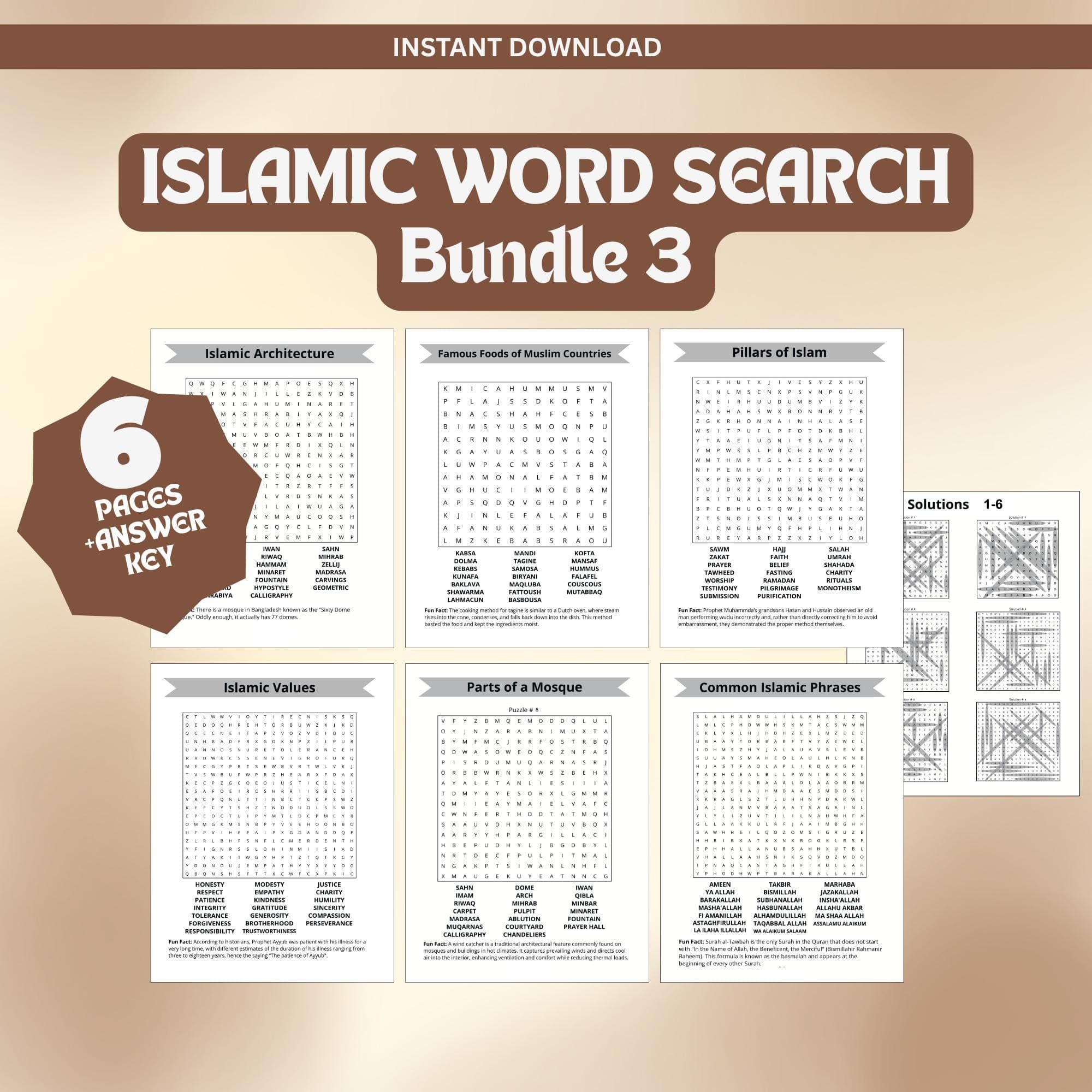 Islamic Word Search Bundle 3 | Ramadan Activity | Printable Islamic Puzzle for Kids & Adults | PDF - image 3