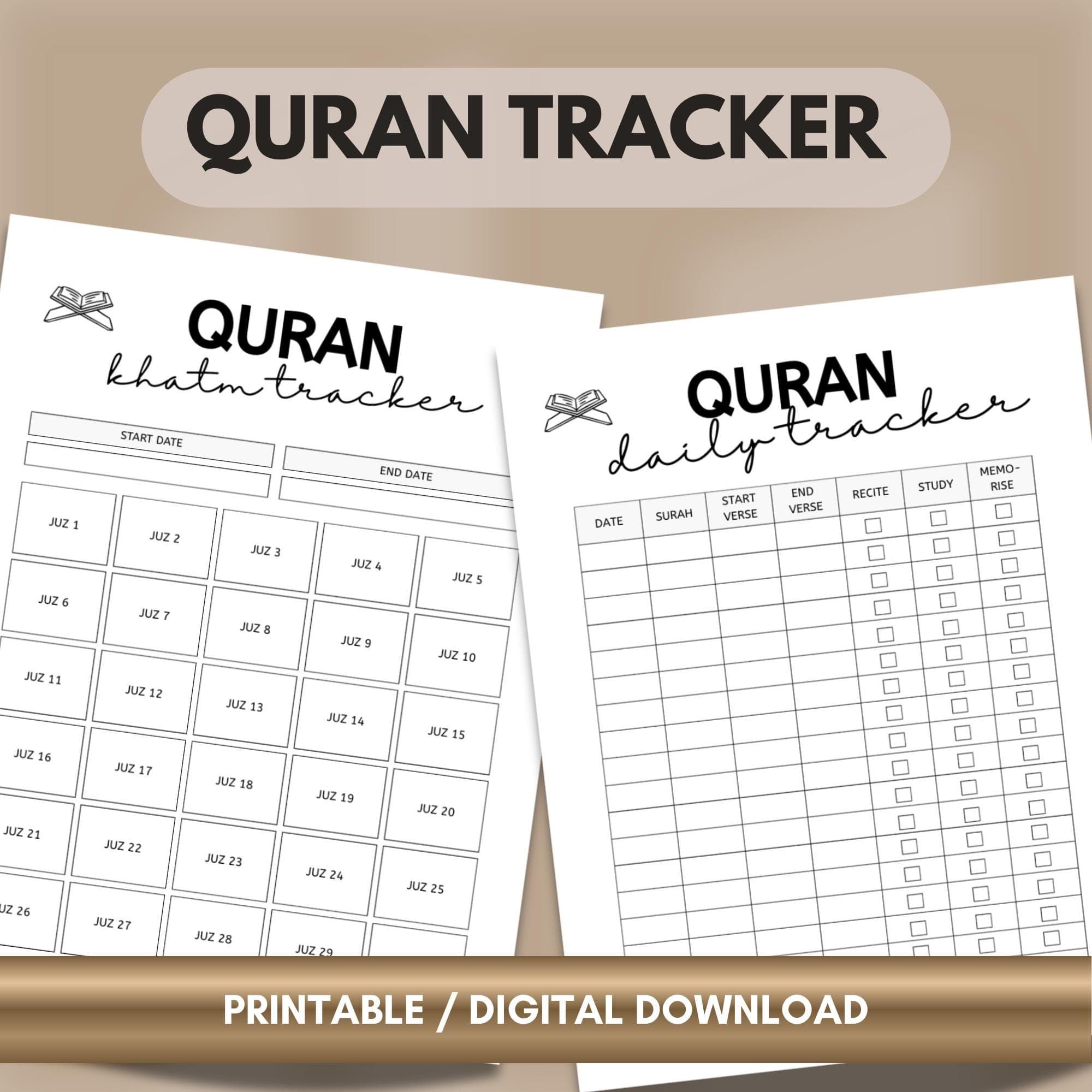 Quran Tracker, Printable Ibadah Tracker, Islamic Planner Quran Planner, Printable PDF, Digital Download - image 3