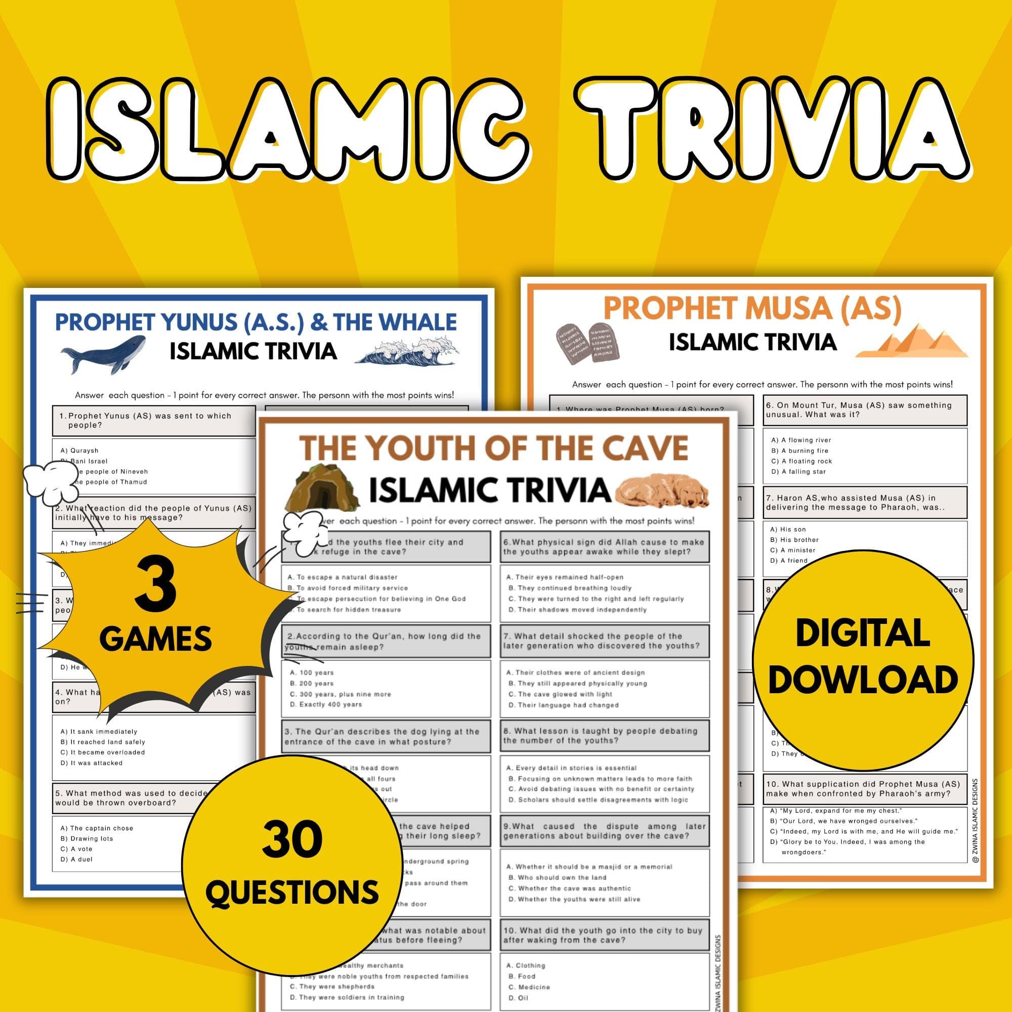 Islamic Trivia Game Bundle | Islamic Games | Muslim Trivia | Quran Quiz | Islamic Game Night, Muslim Family fun | For Kids, Teens & Adults. - image 3
