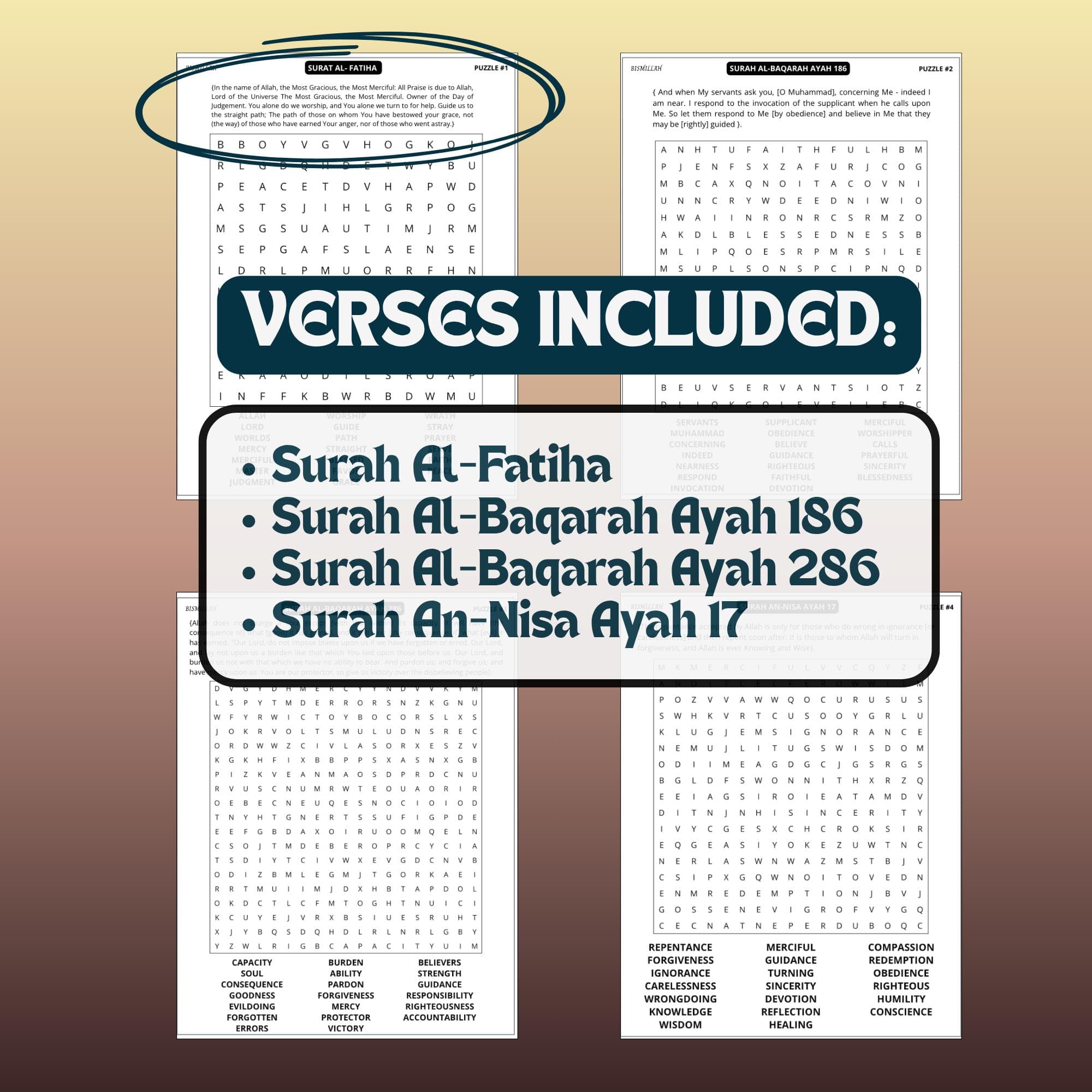 Quran Verse Word Search Set 1, Ramadan Activity, Islamic Game, Islamic Printable, Digital Download. - image 4