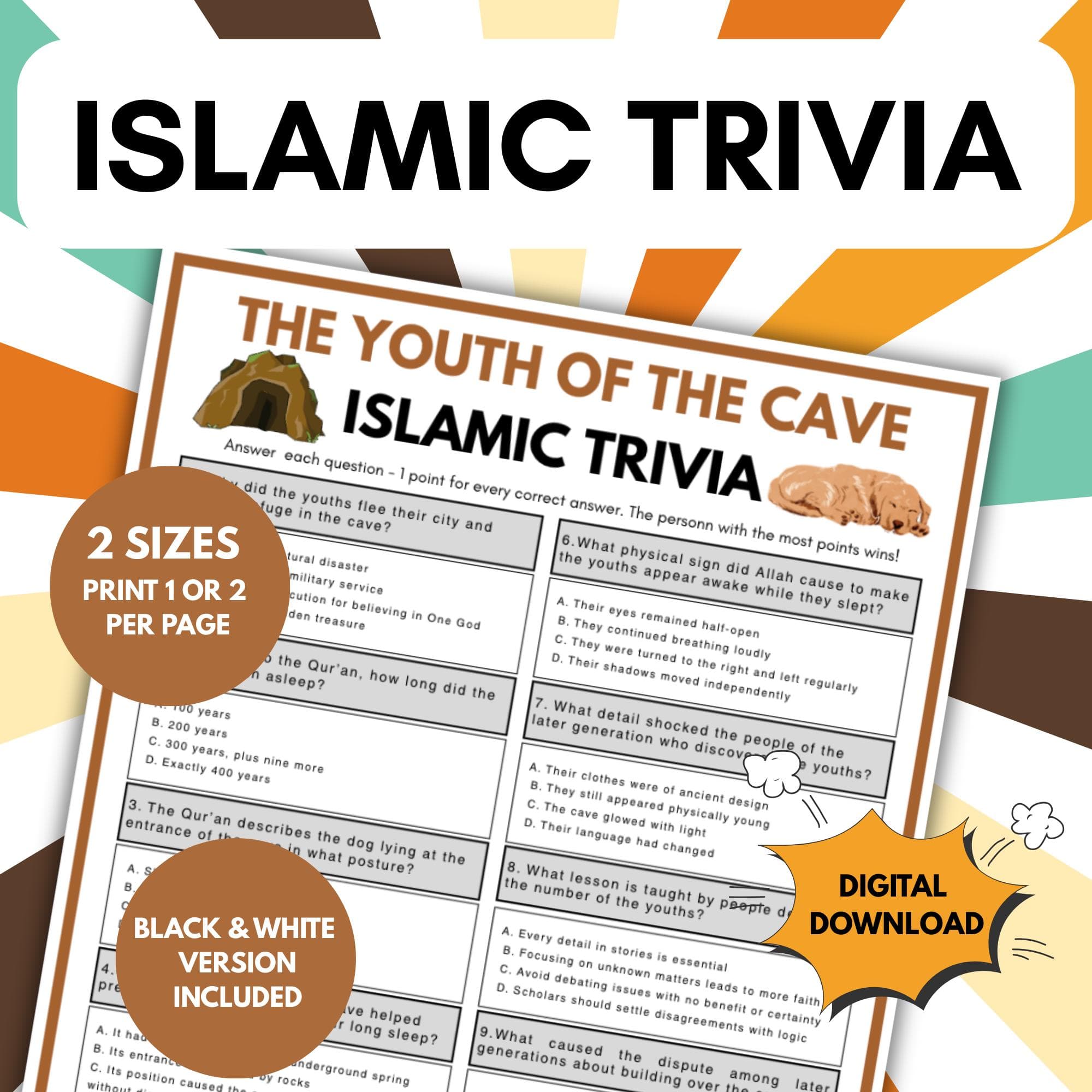 Youth of the Cave Islamic Trivia Game | Muslim Educational Game | Ramadan Activity | Islamic Printable for Kids & Adults | Digital Download - image 3