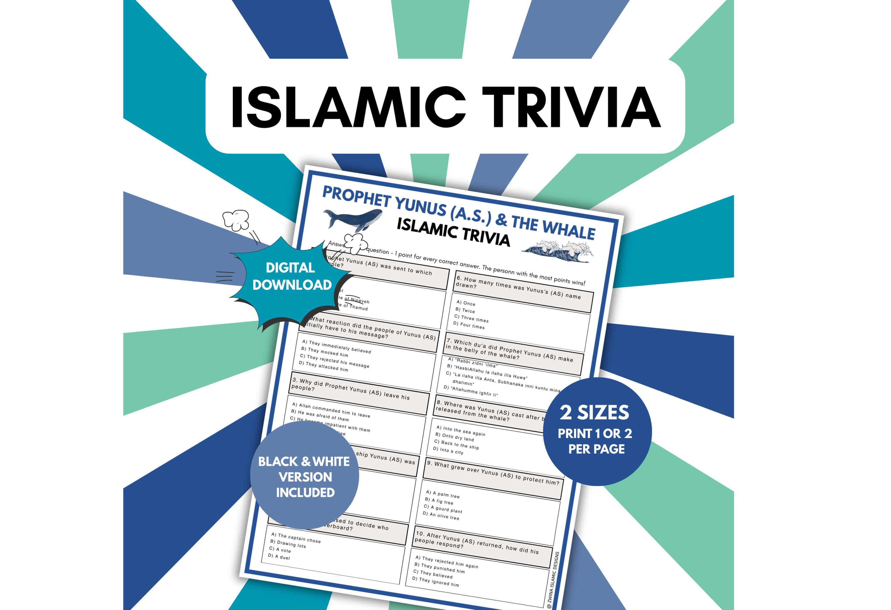Prophet Yunus & the Whale Islamic Trivia Game | Muslim Game | Ramadan Activity | Islamic Printable for Kids, Youth and Adults | PDF Digital