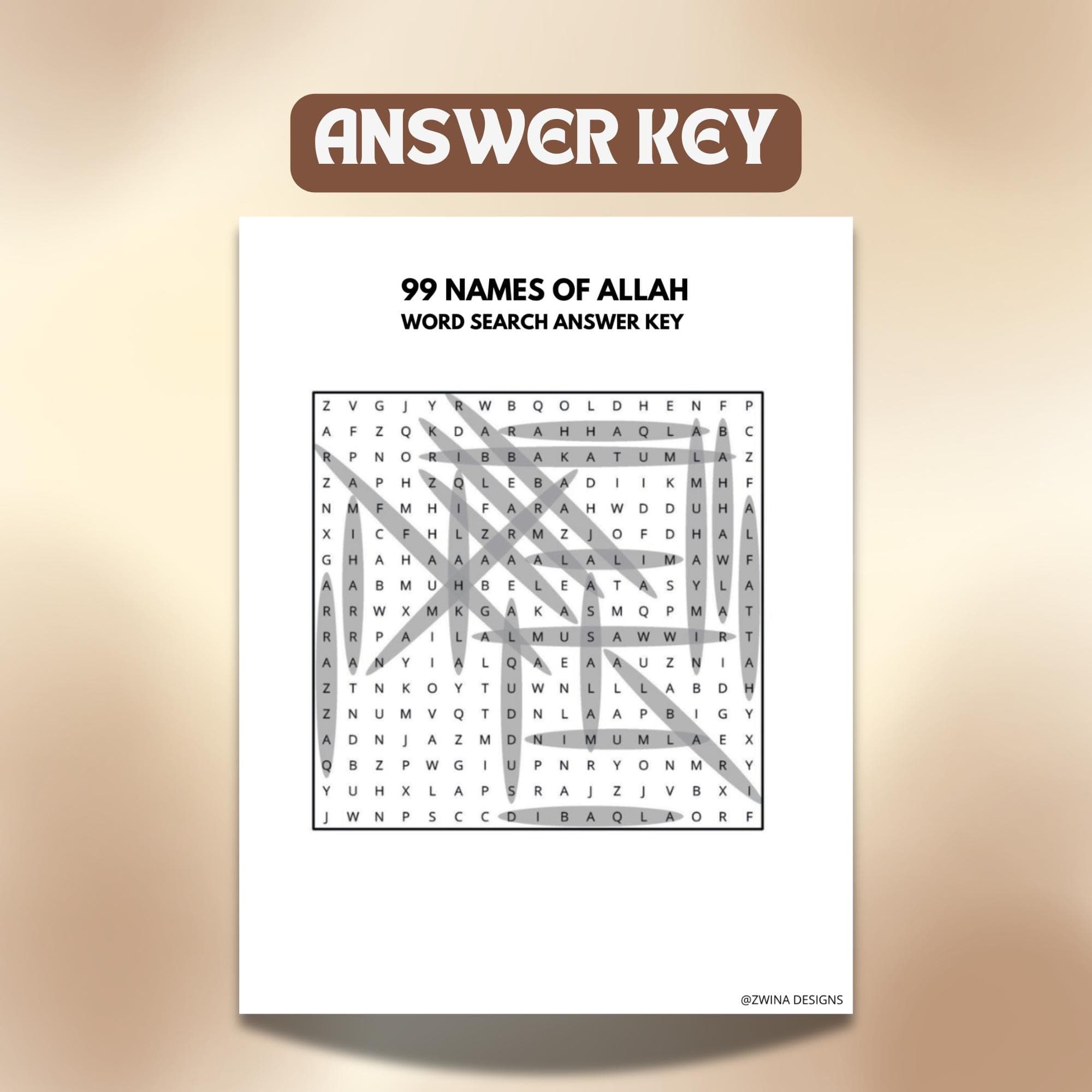 99 Names of Allah Word Search, Ramadan Activity, Islamic Printable, Islamic Game, Digital Download. - image 4