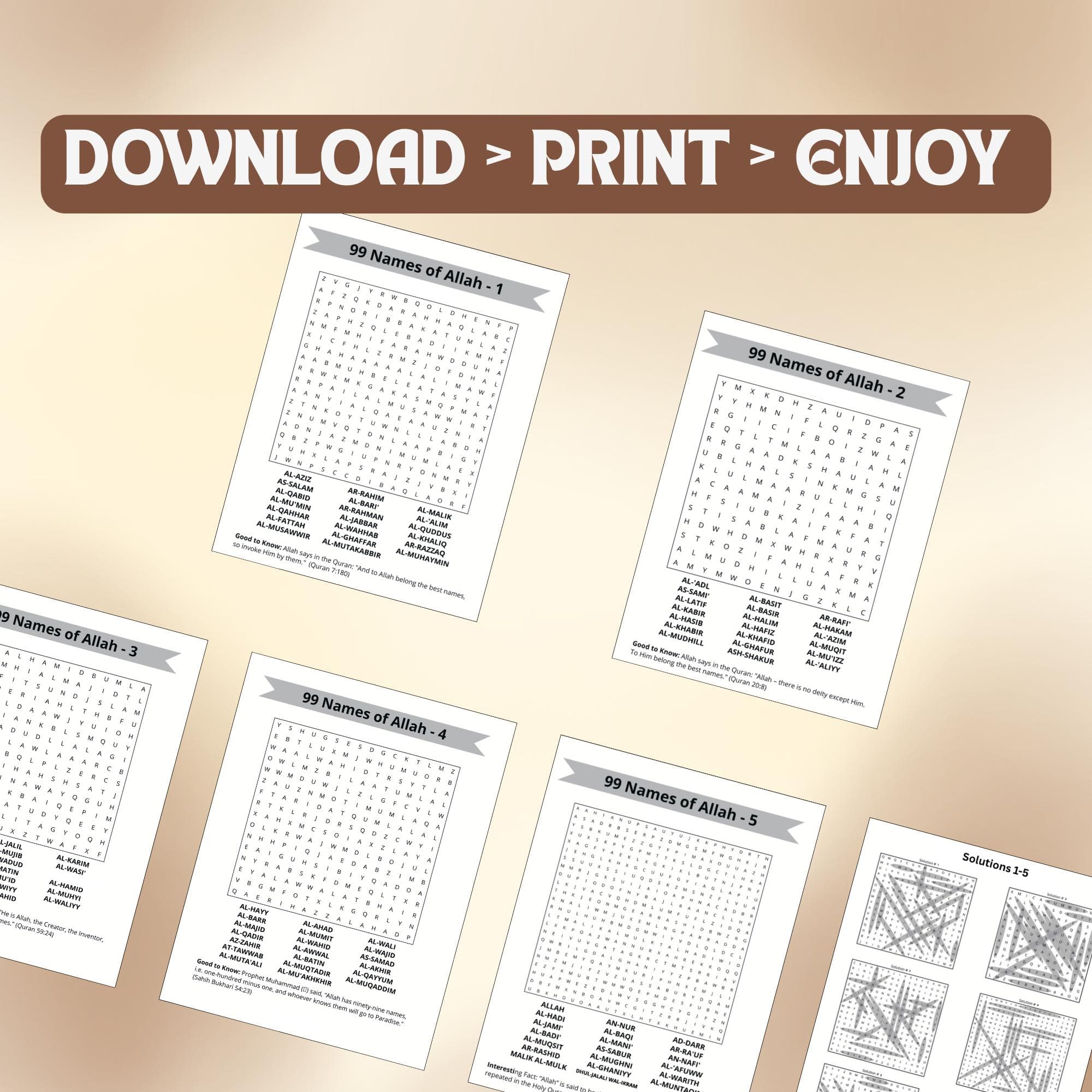 99 Names of Allah Word Search Bundle, Ramadan Activity, Islamic Printable, Islamic Game, Digital Download. - image 5