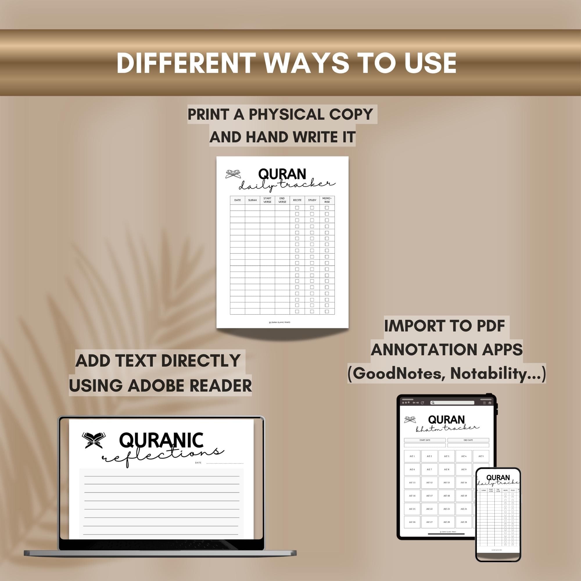 Quran Tracker, Printable Ibadah Tracker, Islamic Planner Quran Planner, Printable PDF, Digital Download - image 5