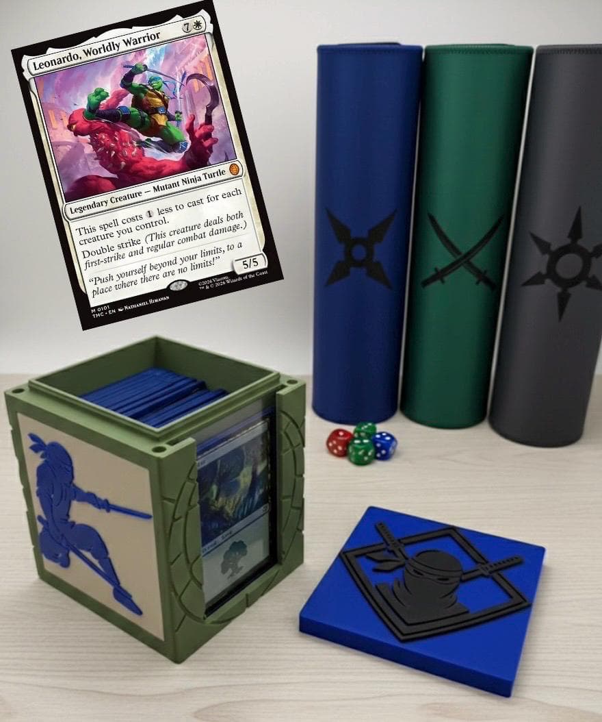 MTG EDH Deck Box | Blue Ninja Theme Deck Box Commander Showcase Display Slot with Toploader | Magnetic Top Gaming Cards Organizer