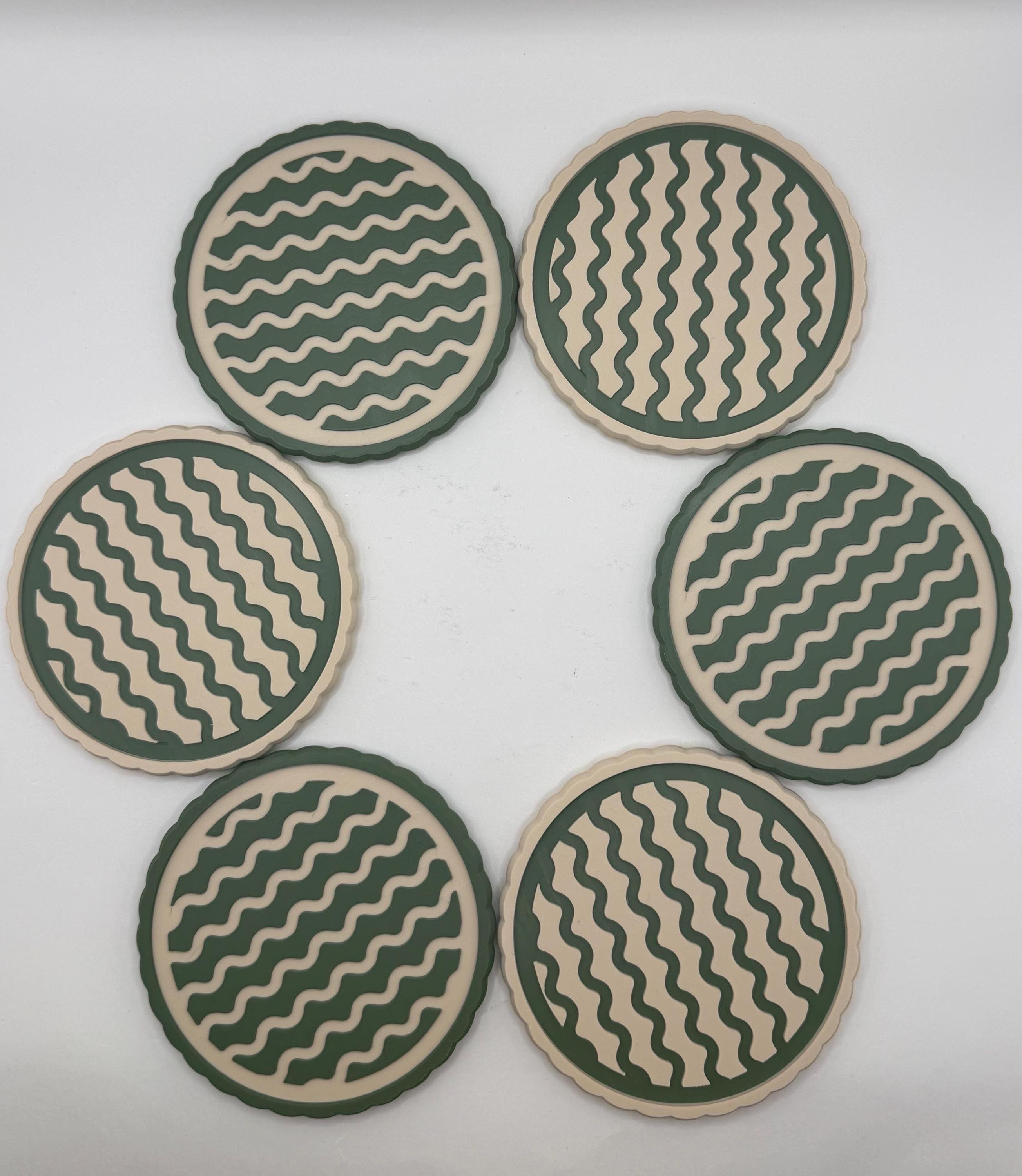 Modern Wavy Coaster Set of 6 with Holder - 3D Printed Drink Coasters for Home Decor - Unique Housewarming Gift - Waveform Series - image 3