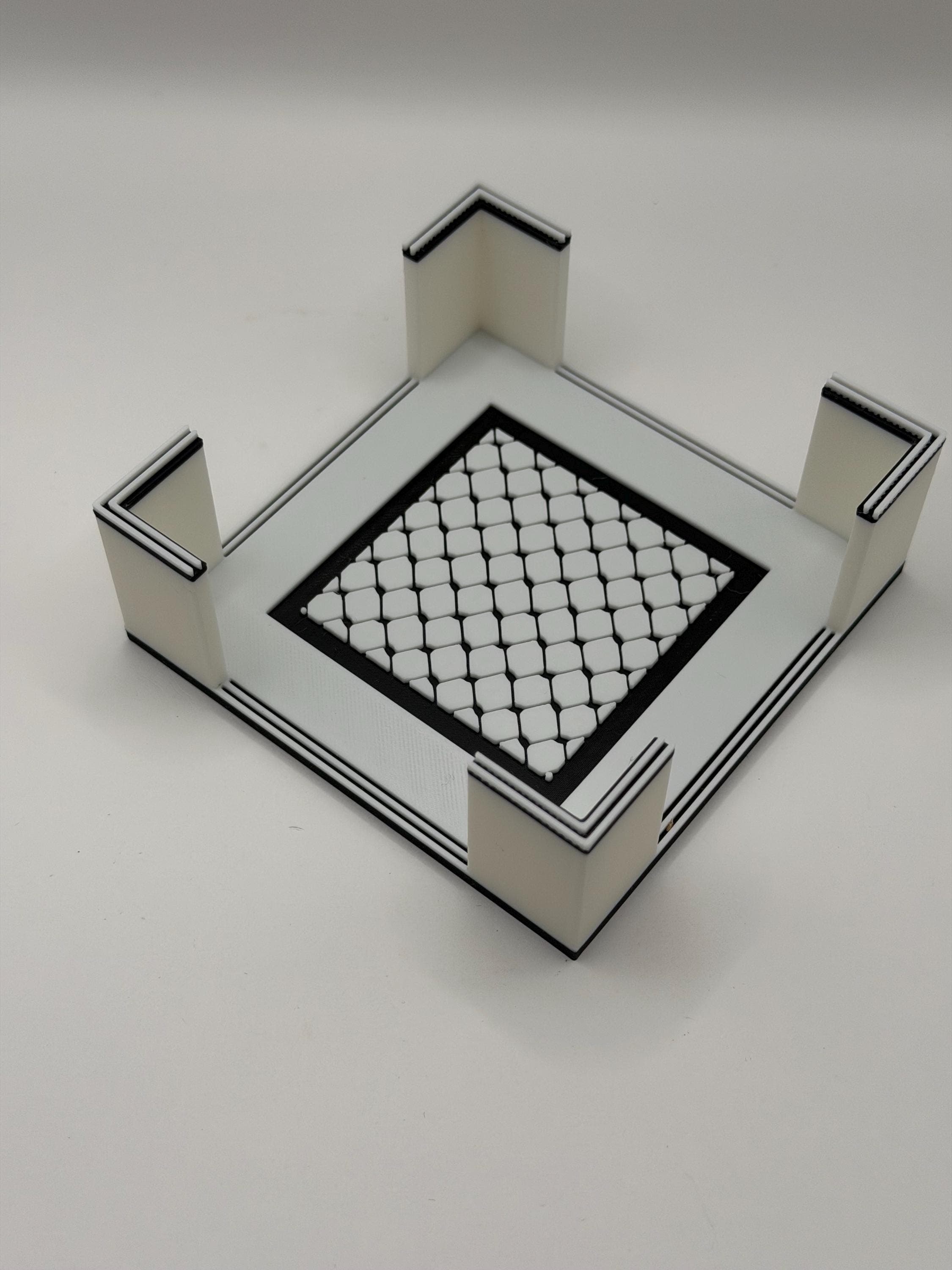 Keffiyeh Pattern Coaster Set with Holder - Traditional Palestinian Motif Home Decor - 3D Printed Culture Gift - Black and White Tableware - image 5