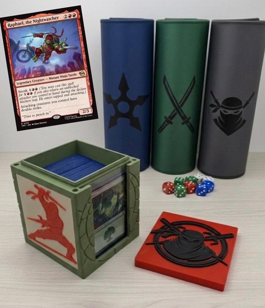 MTG EDH Deck Box | Red Ninja Theme Deck Box Commander Showcase Display Slot with Toploader | Magnetic Top Gaming Cards Organizer