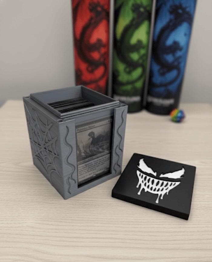 MTG EDH Deck Box | Symbiote Theme Deck Box  Commander Showcase Display Slot with Toploader | Magnetic Top Fantasy Gaming Cards Organizer