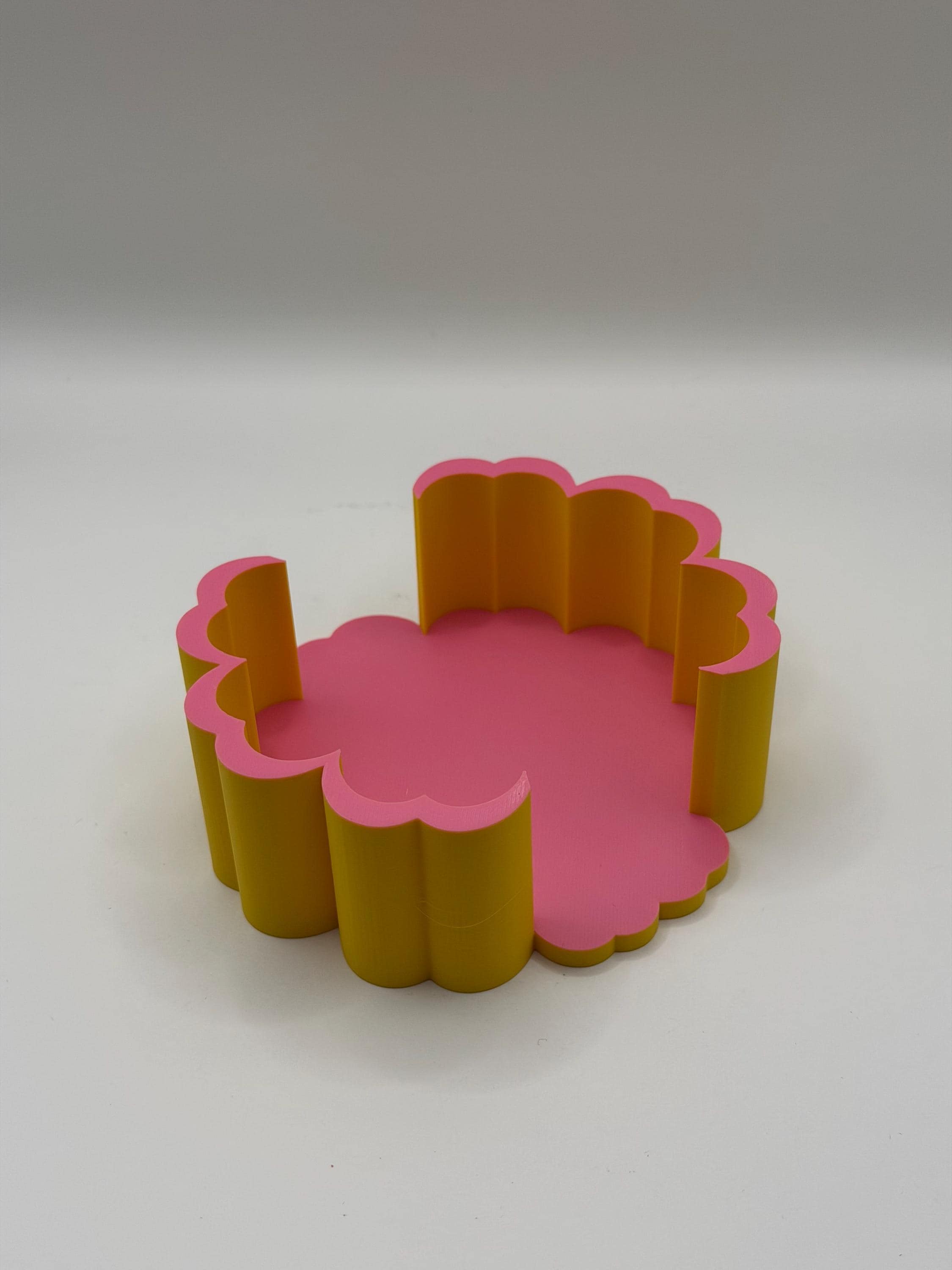 Flower Coasters for Drinks - 3D Printed Floral Coasters Set of 6 with Holder - Modern Pink and Yellow Table Decor - Unique Housewarming - image 5