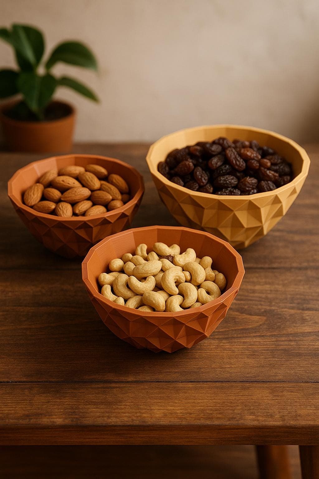 3D Printed Rustic Serving Bowls Set of 3 | Unique Two-Tone Farmhouse Snack Dishes | Modern Home Decor | Housewarming Gift
