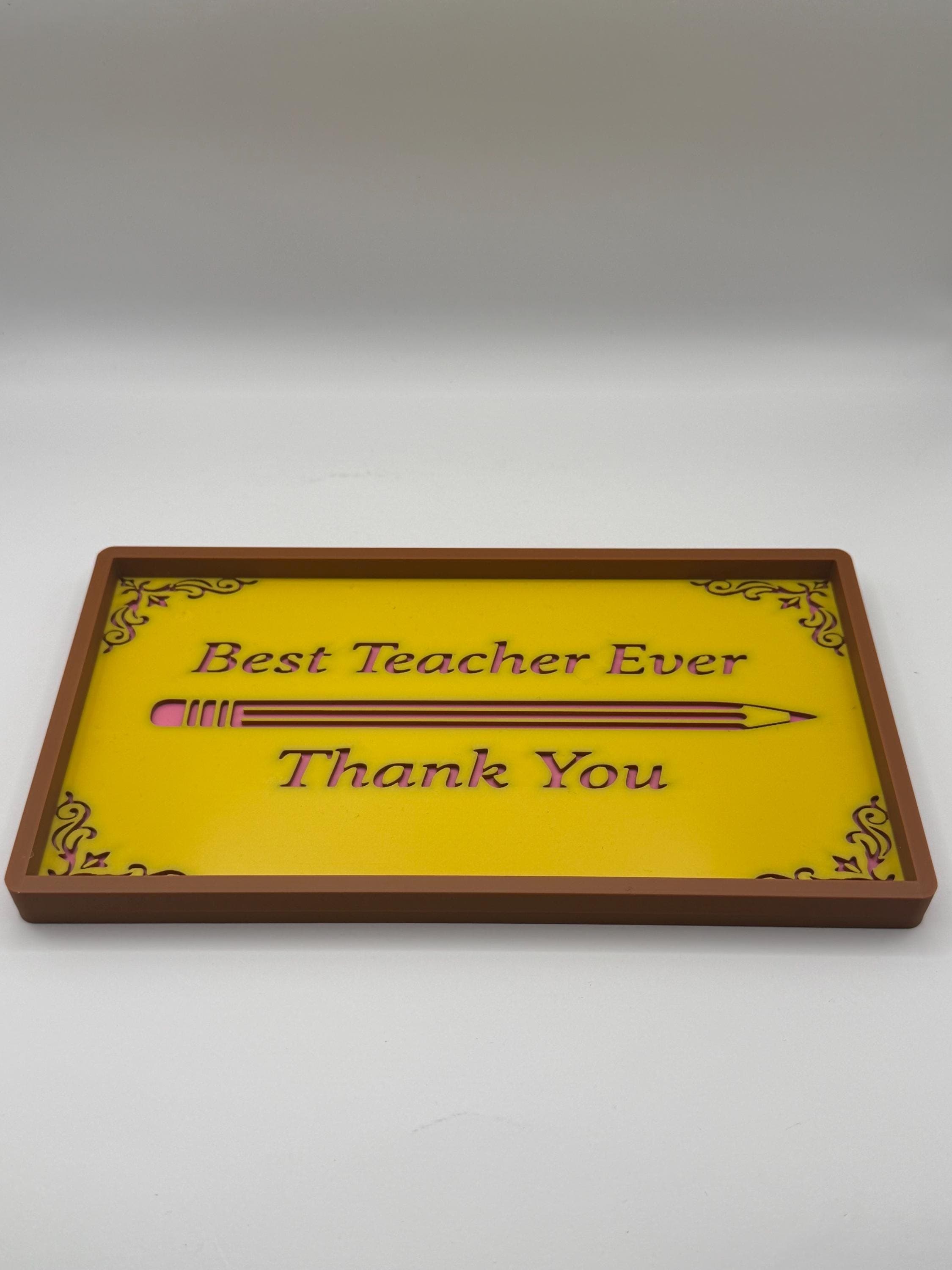 Best Teacher Ever Valet Tray Gift for Desk - Teachers Day Desk Organizer - Teacher Appreciation Gift - image 3