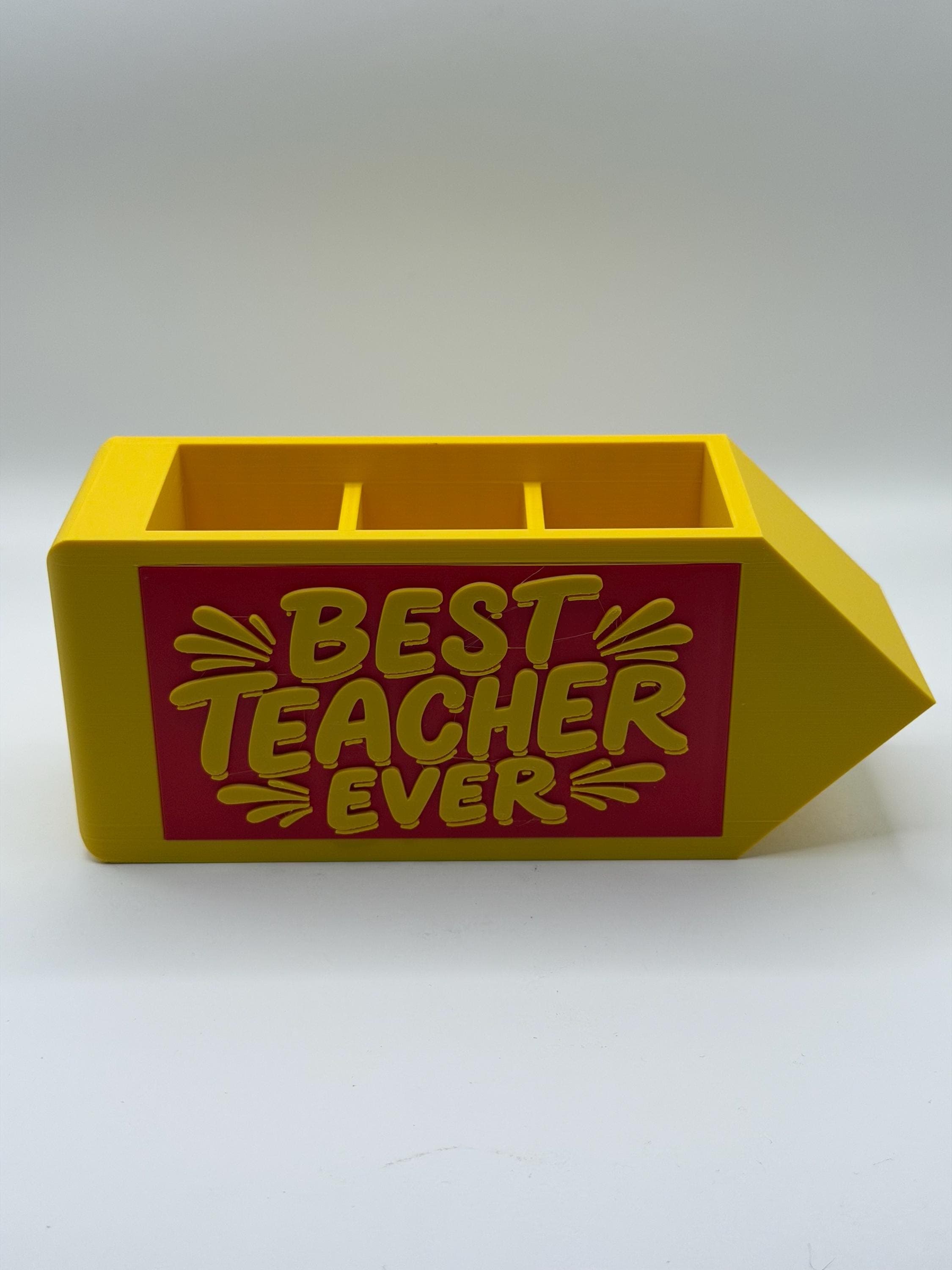 Pencil Shaped Teacher Desk Organizer Gift - Best Teacher Ever - Classroom Pen Holder - Teachers Appreciation - Unique Desk Organizer - image 3
