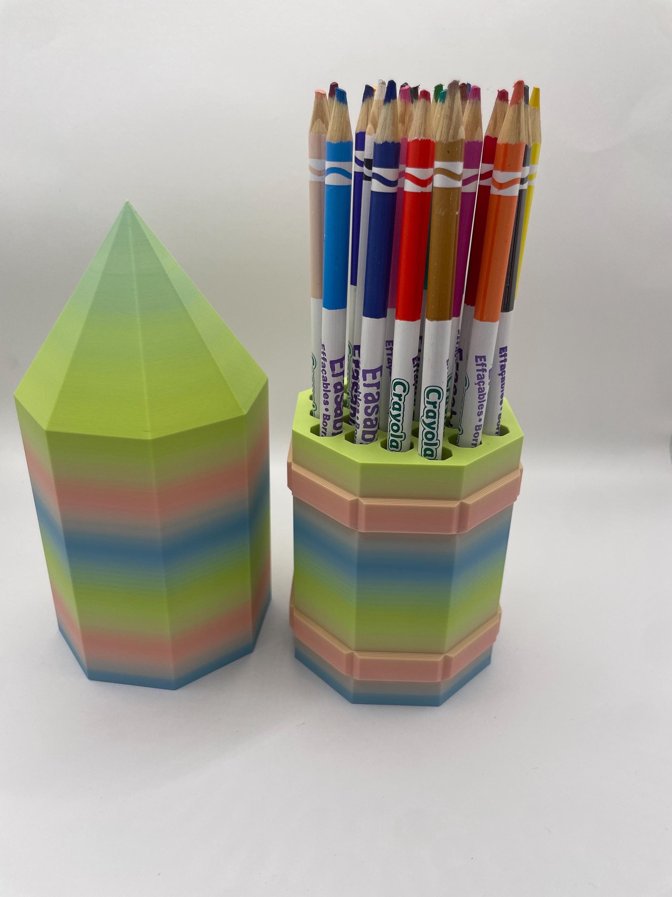 3D Printed Pastel Ombre Pencil Organizer: Montessori Desk Caddy - image 3