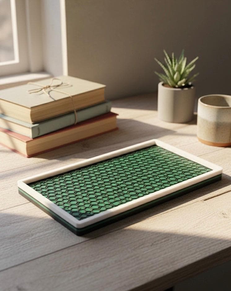 Hexagon EDC Valet Tray - Geometric Desk Organizer - 3D Printed Catchall - Modern Minimalist Nightstand Decor - Unique Office Decor