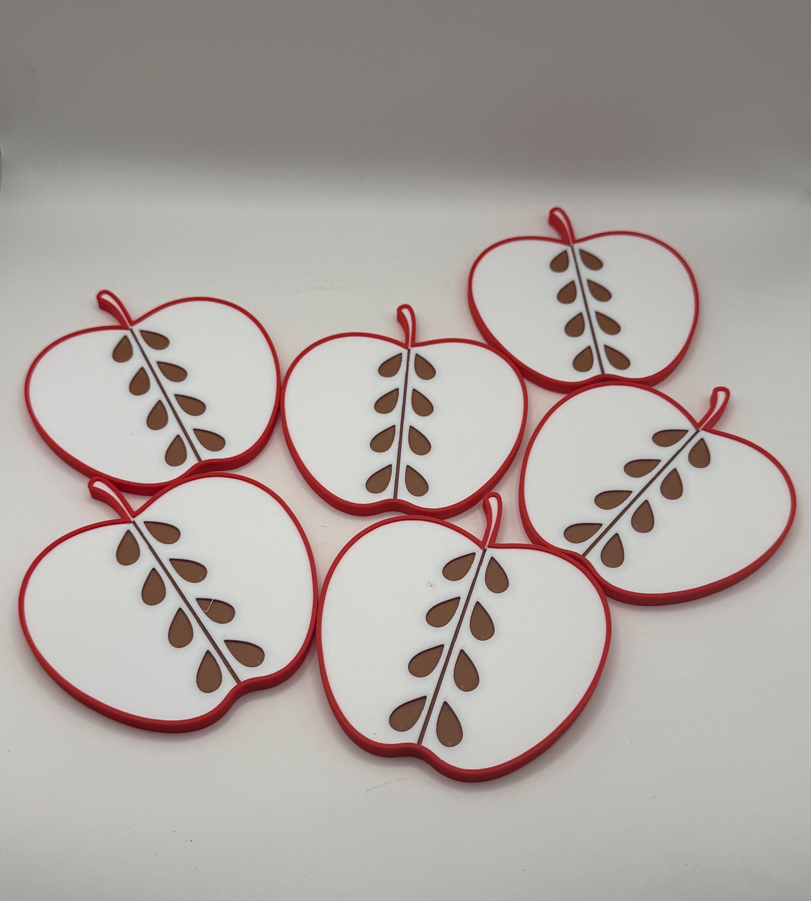 Apple Coasters Set of 6 with Holder - 3D Printed, Red Apple Decor - Classroom Gift - Desk Accessory - Drink Coasters - Teachers Appreciation - image 3