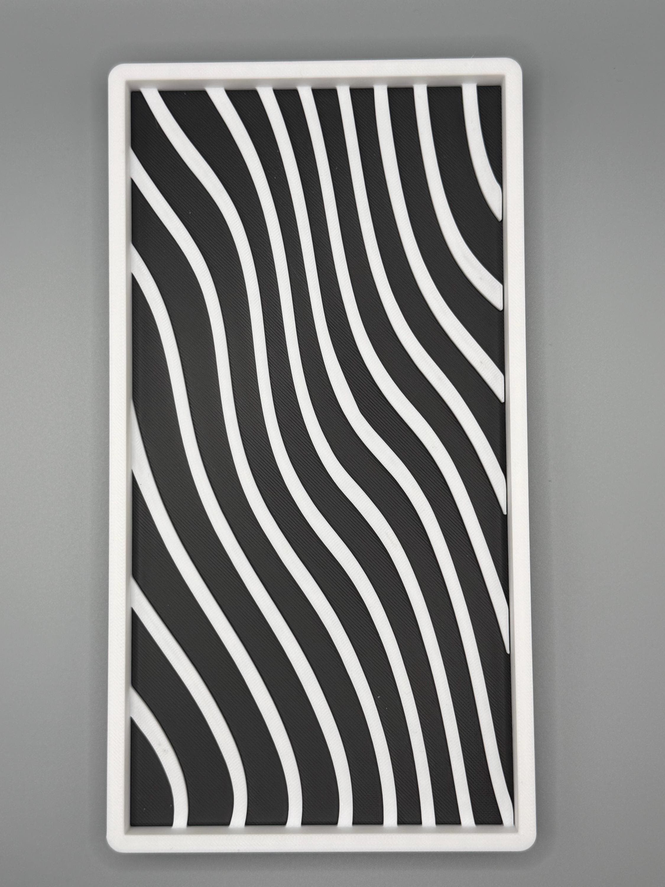Abstract Line Valet Tray - Modern 3D Printed EDC Organizer - Topographic Desk Catchall - Nightstand Zebra Print Tray - Unique Office Decor - image 4