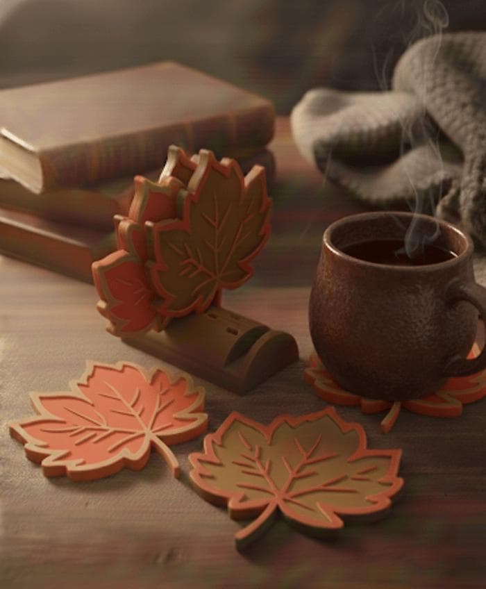 Fall Leaf Coasters | Autumn Decor | Maple Leaf Drink Coasters | 6 Piece Set | Rustic Fall Table Decor | Housewarming Gift