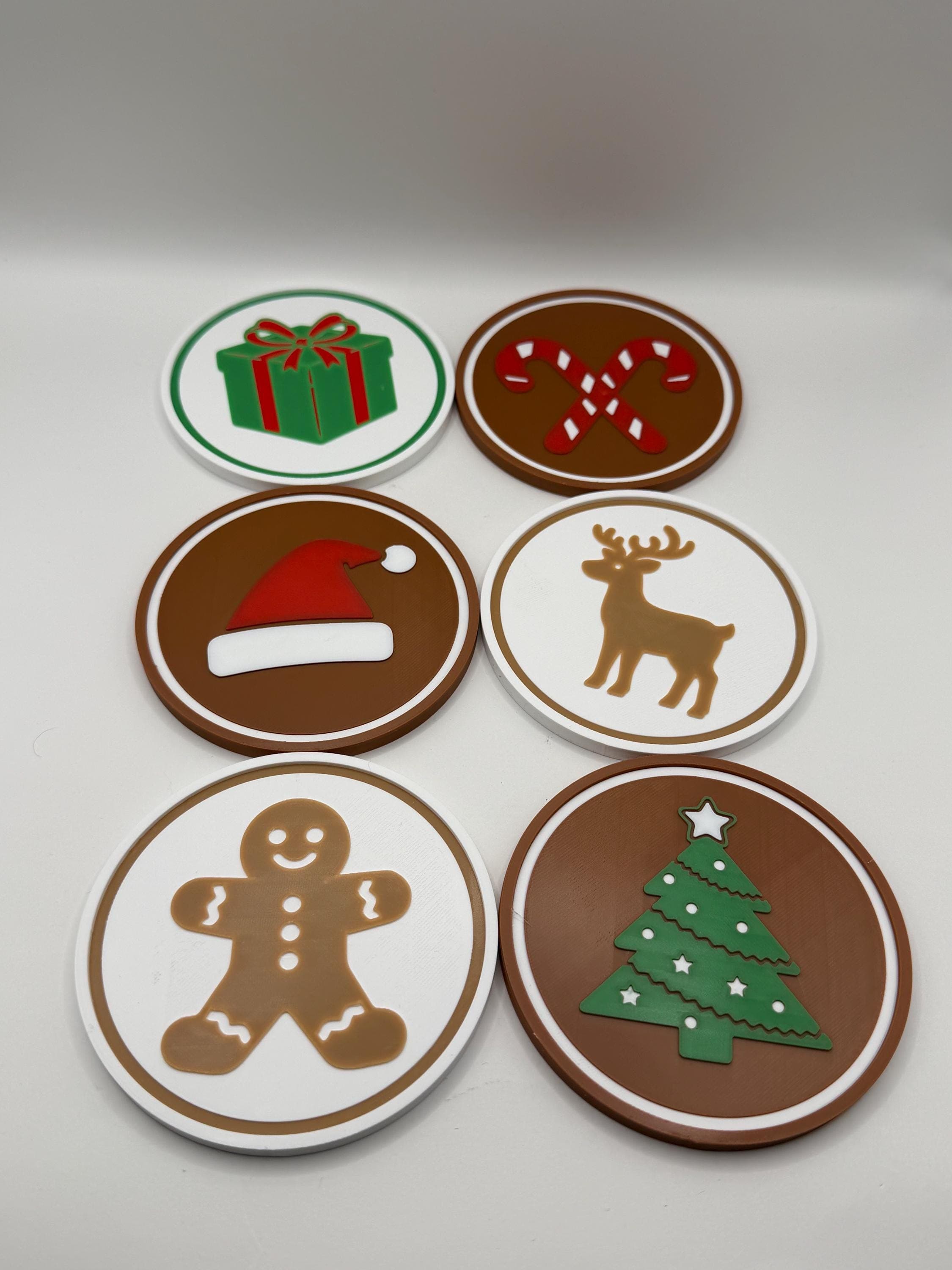 Set of 6 Christmas Coasters with Sleigh Holder | Seasonal Holiday Drink Mats | Gingerbread Man Gift | Xmas Table Decor | Santa Sleigh Decor - image 3