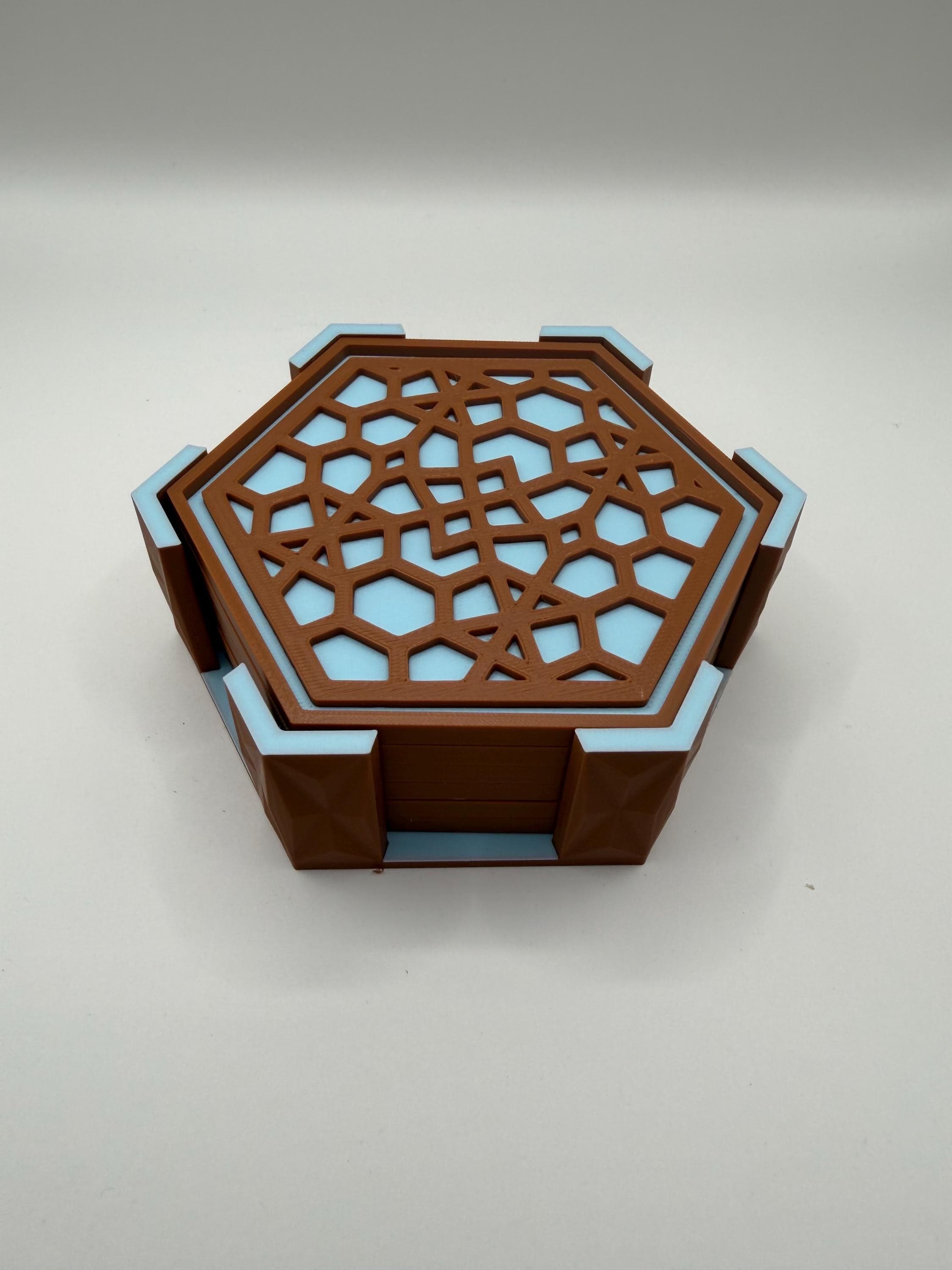 3D Printed Kumiko Coasters Set of 6 | Japanese Geometric Drink Coasters | Hexagon Tea Coffee Coasters | Modern Home Decor Gift - image 3