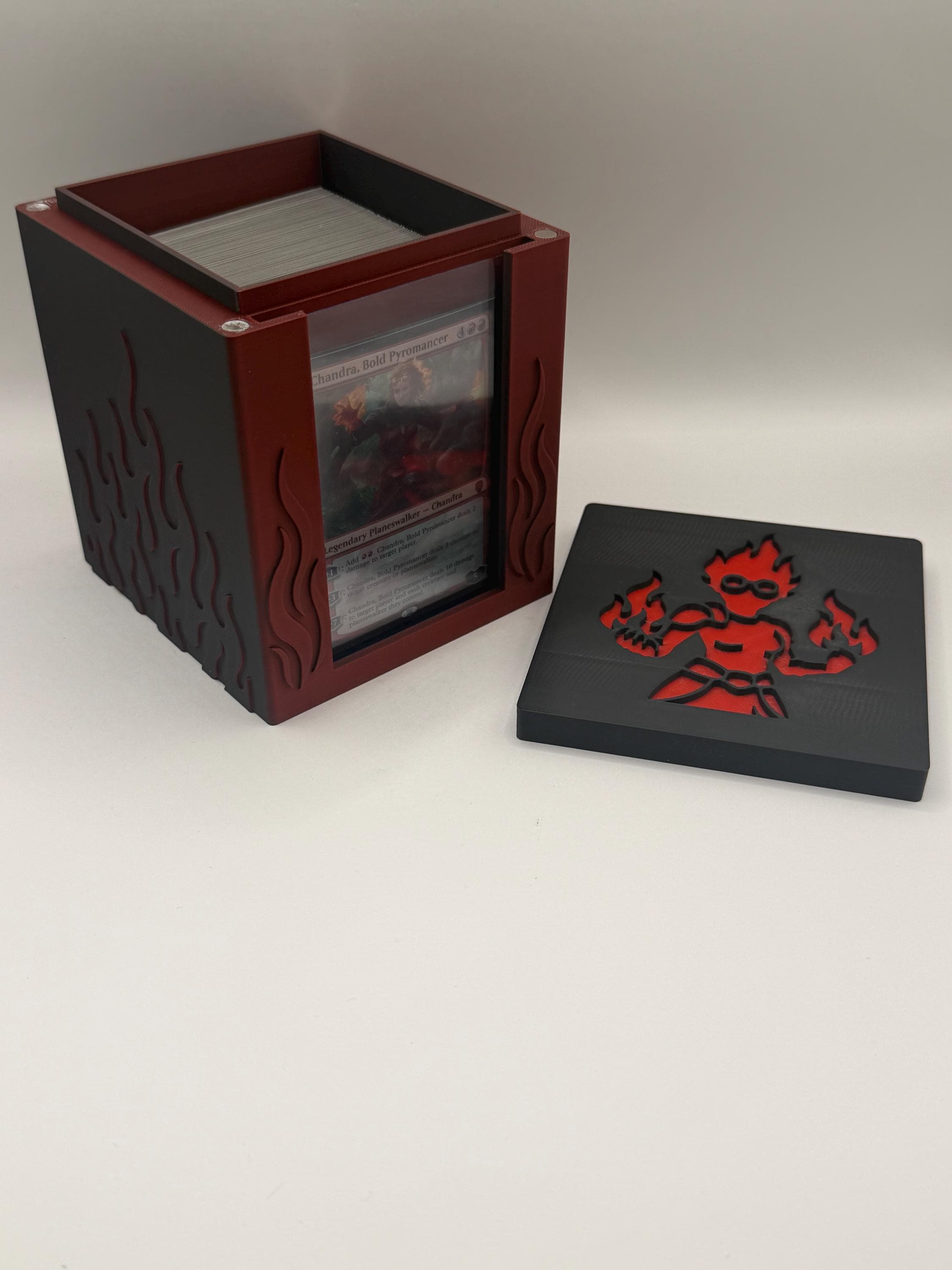 MTG EDH Deck Box | Fire Aggro Theme Deck Box Commander Showcase Display Slot with Toploader | Magnetic Top Fantasy Gaming Cards Organizer - image 4