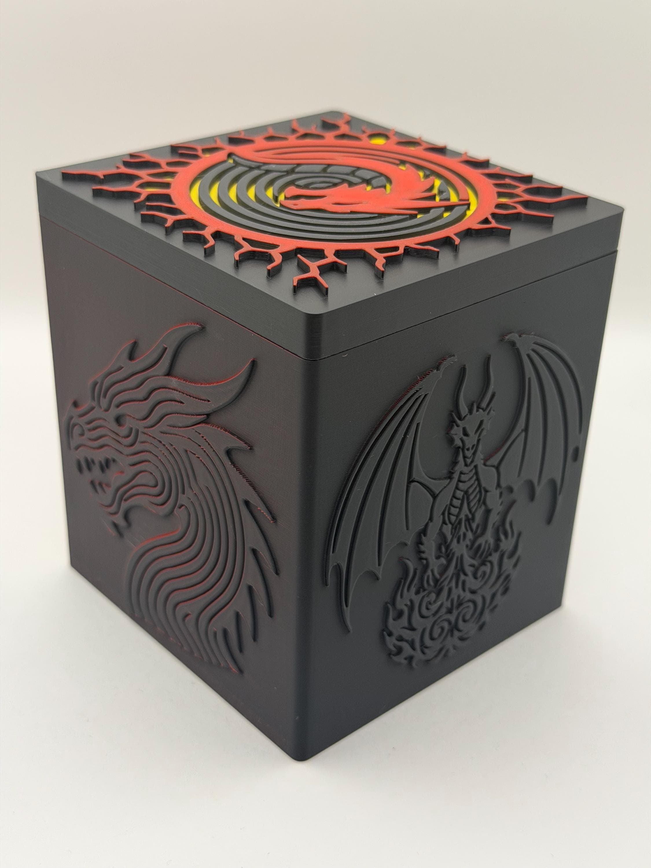MTG Dragon Deck Box | Commander EDH Deck Box | TCG Card Storage | Fantasy Dragon Toploader Display Frame | Magnetic Lid Deckbox - image 5