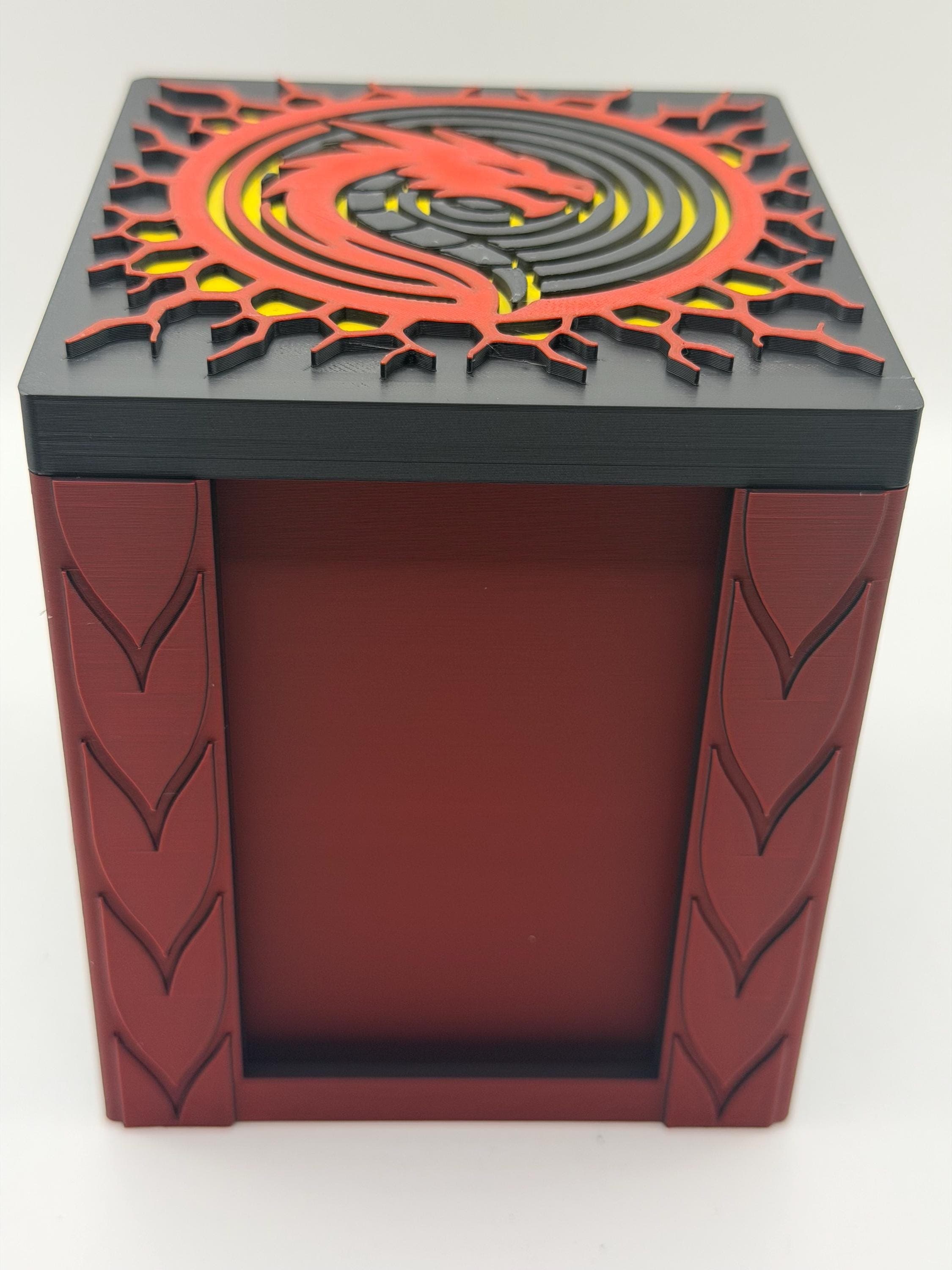 MTG Dragon Deck Box | Commander EDH Deck Box | TCG Card Storage | Fantasy Dragon Toploader Display Frame | Magnetic Lid Deckbox - image 3