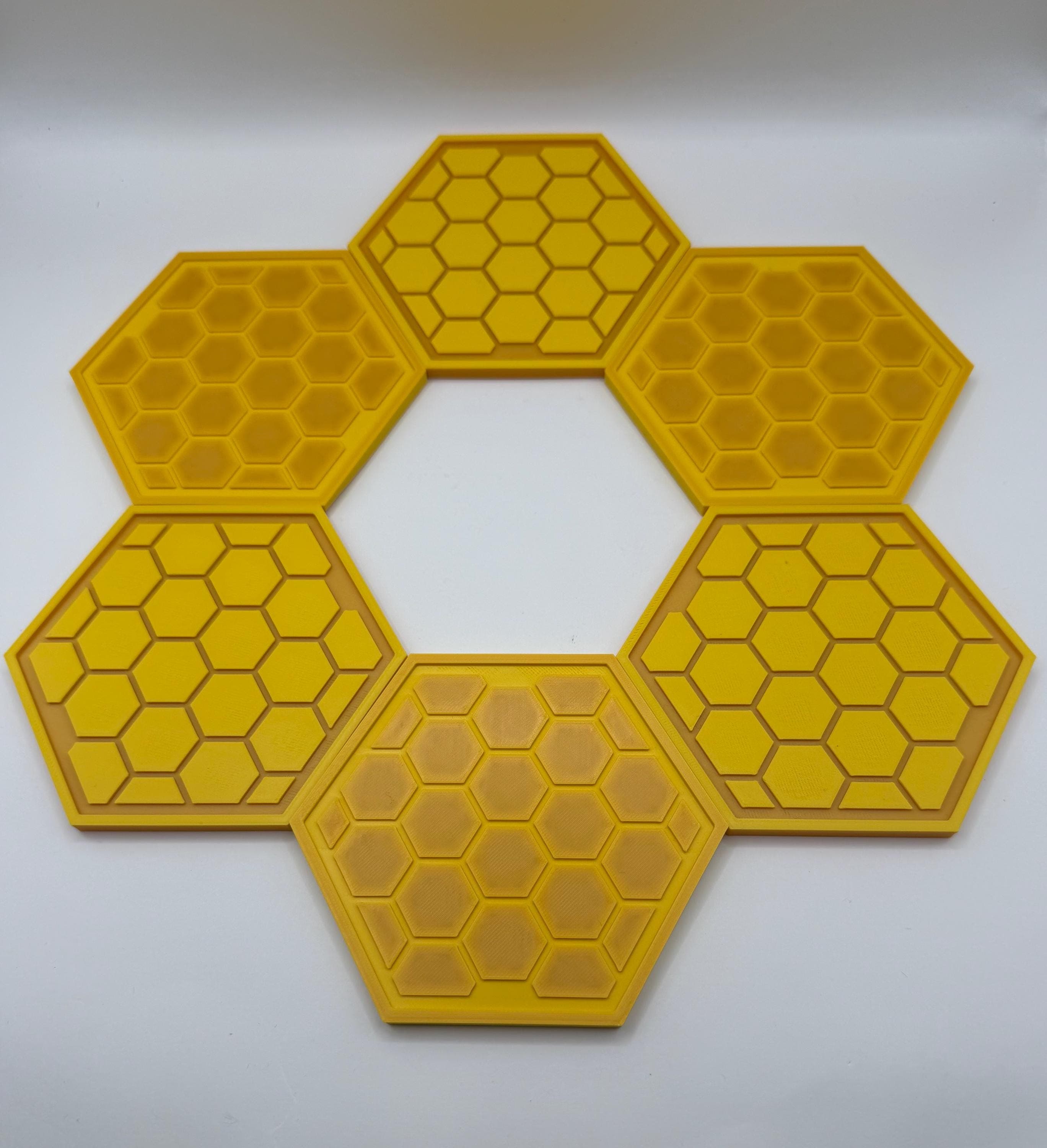 3D Printed Honeycomb Coaster Set with Holder | Modern Hexagon Drink Mats, Yellow Home Decor | Housewarming Gift | Geometric Table Decor - image 3