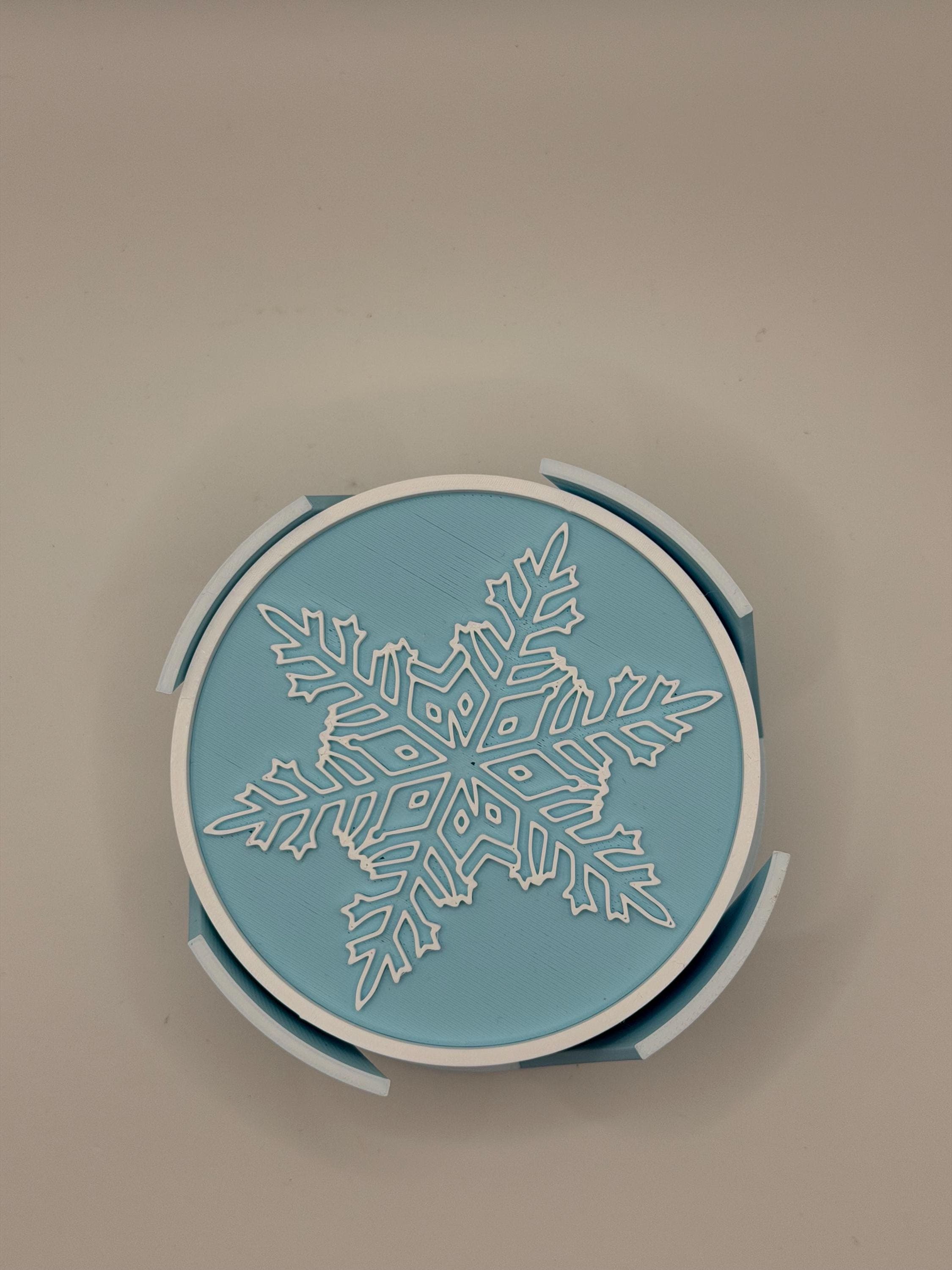 Set of 6 Snowflake Coasters with Holder | Christmas Coasters | Winter Drink Mats | Holiday Table Decor | Unique Hostess Gift - image 4