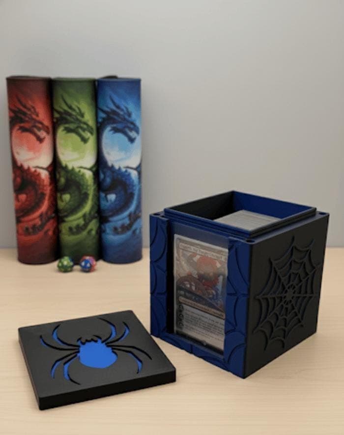 MTG EDH Deck Box | Spider Theme Deck Box  Commander Showcase Display Slot with Toploader | Magnetic Top Fantasy Gaming Cards Organizer