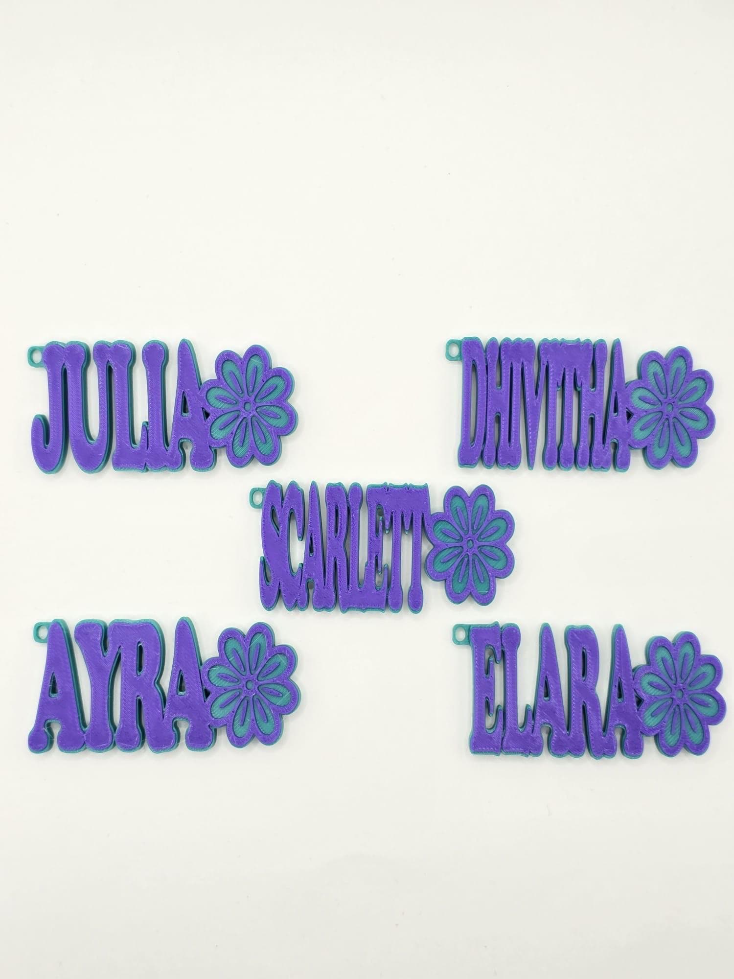 Custom Name Keychain with Flower | 3D Printed Personalized Keychain for Kids & Party Favors | Cute Name Tag Gift for Girls | Backpack Charm - image 3