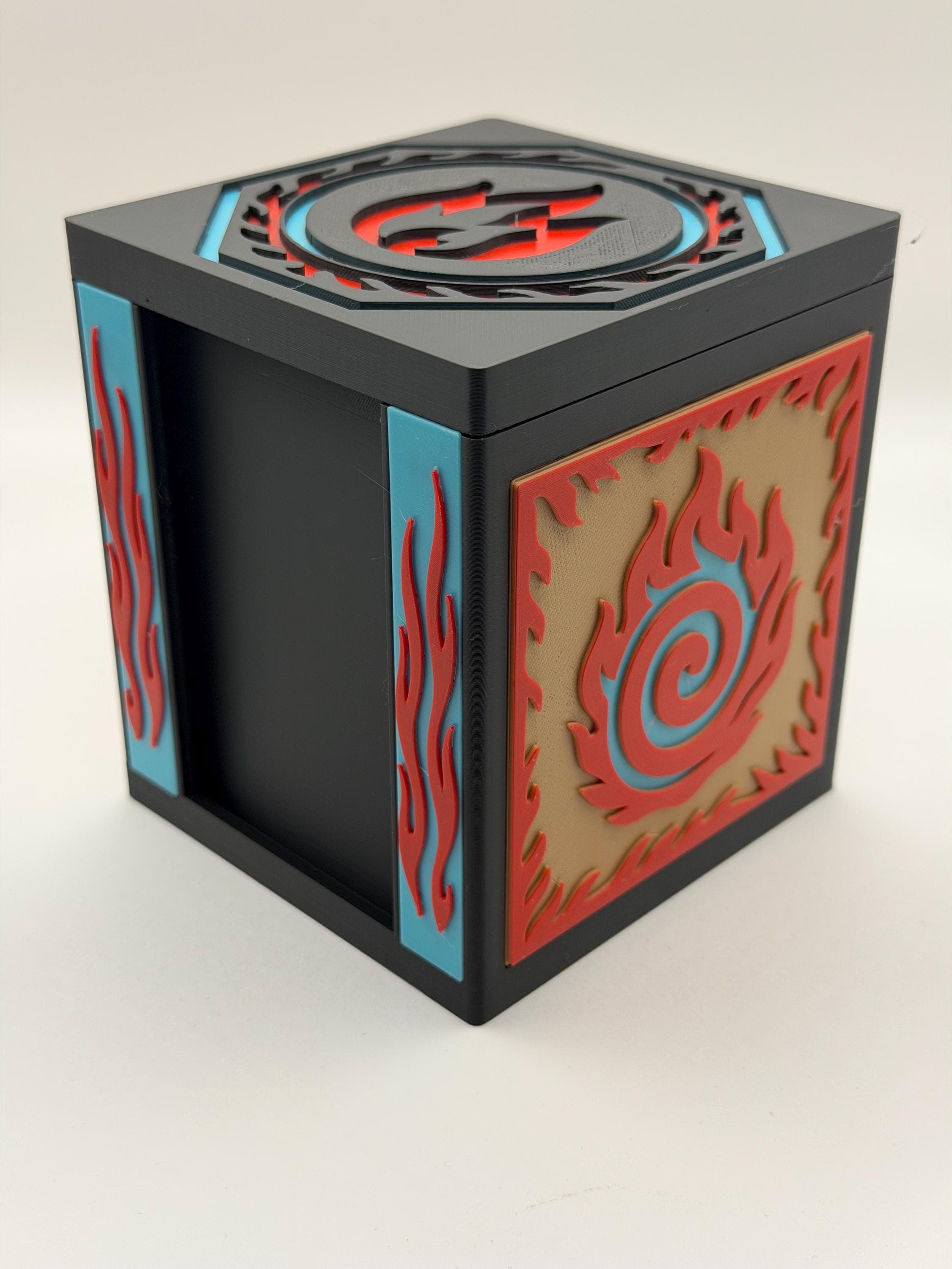MTG EDH Fire Elemental Theme Deck Box | TCG Commander Showcase Display Slot with Toploader | Magnetic Top Fantasy Gaming Cards Organizer - image 4