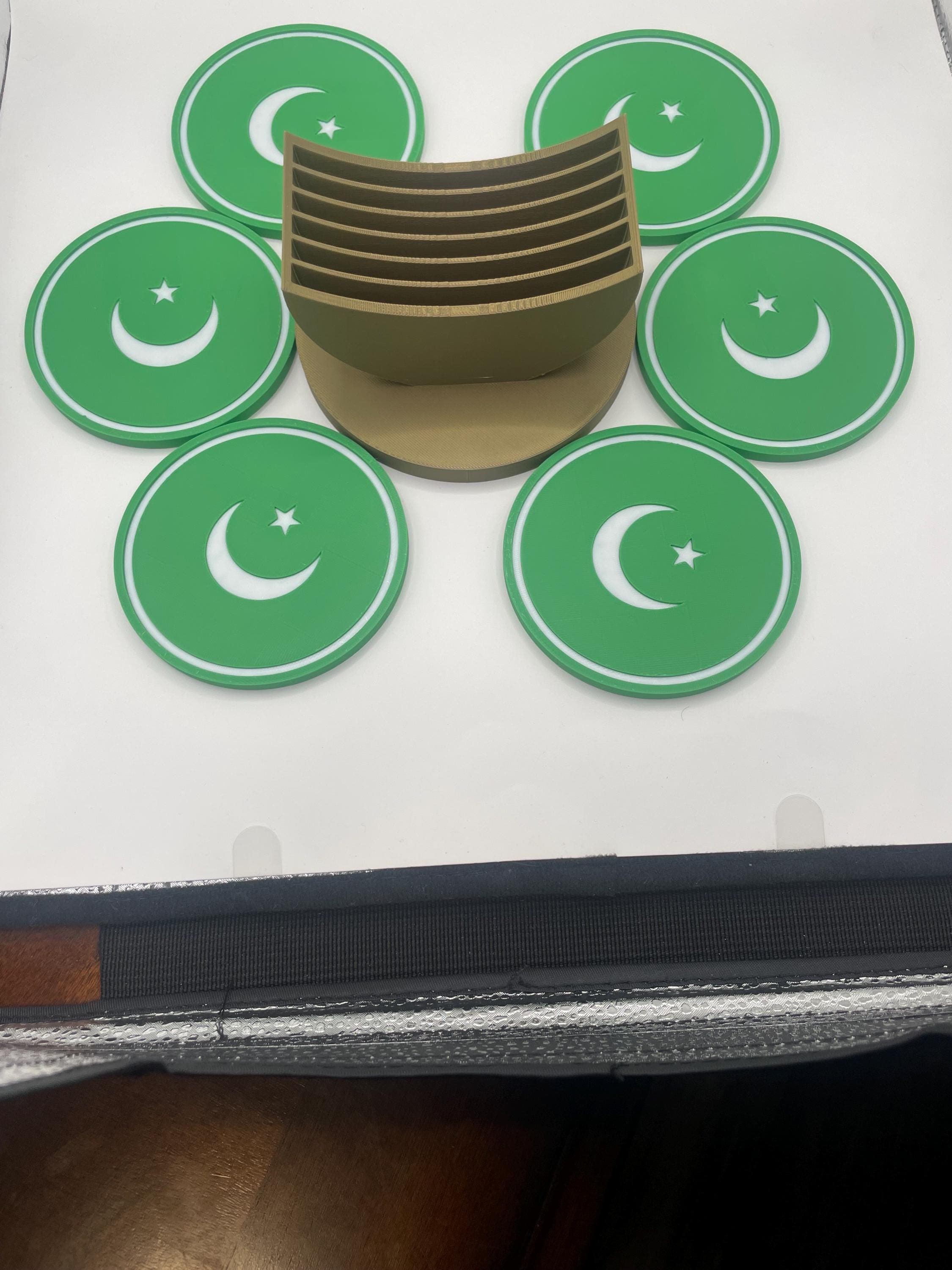 Pakistan Flag Coasters with Crescent Moon and Star | Set of 6 | Housewarming Gift - image 5
